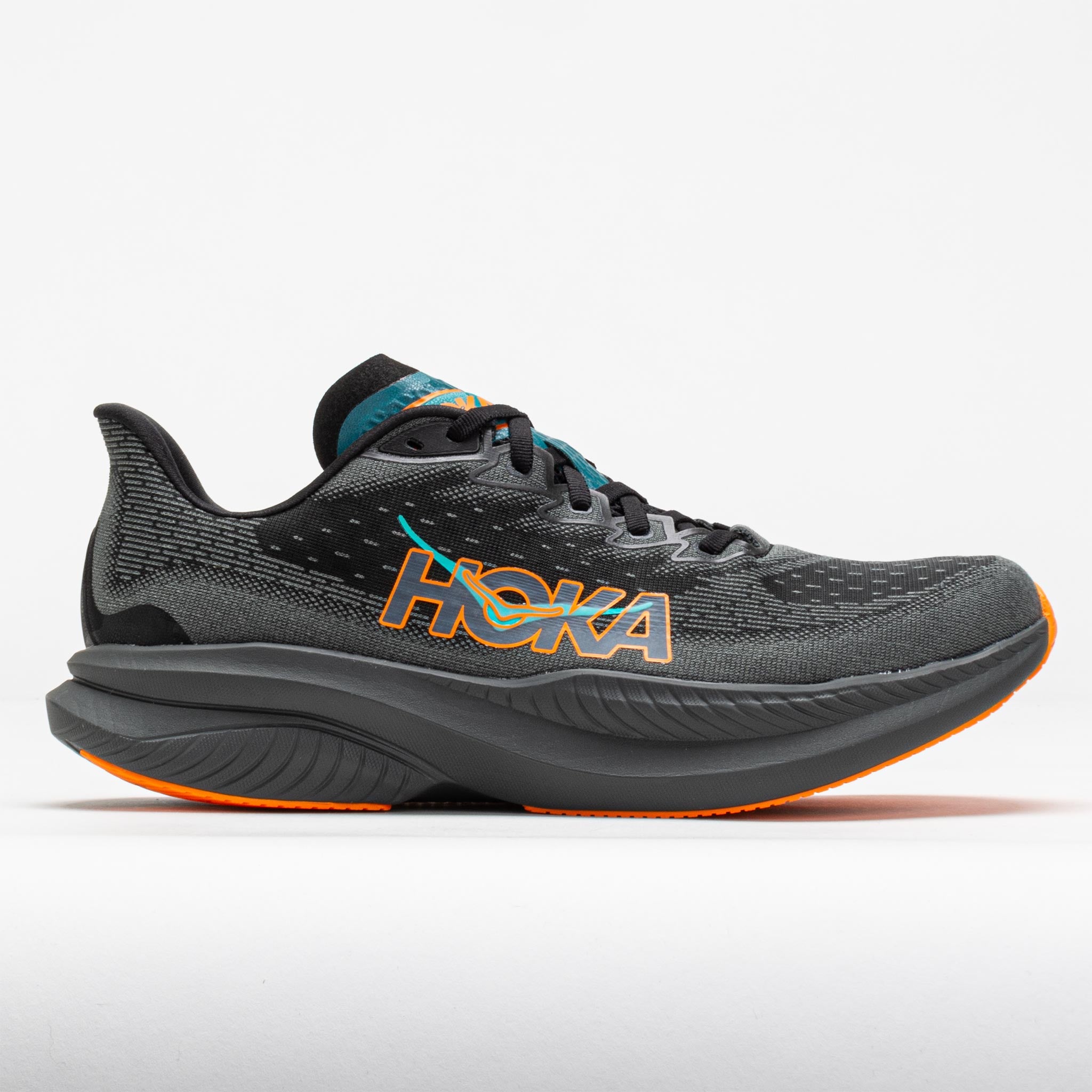 041690_3 HOKA Mach 6 Mens Black/Electric Tangerine - Image 1