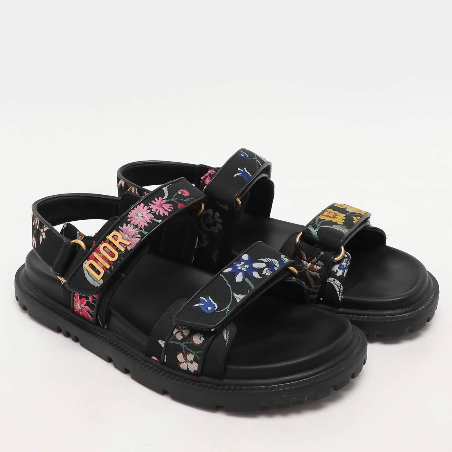 045dfbdb-ddd2-4f07-ba52-77a4d5f0ceba-upscale_15k-1500x1500-70 Dior - Pre-loved Women Floral Jacquard Dioract Flat Sandals - Image 1