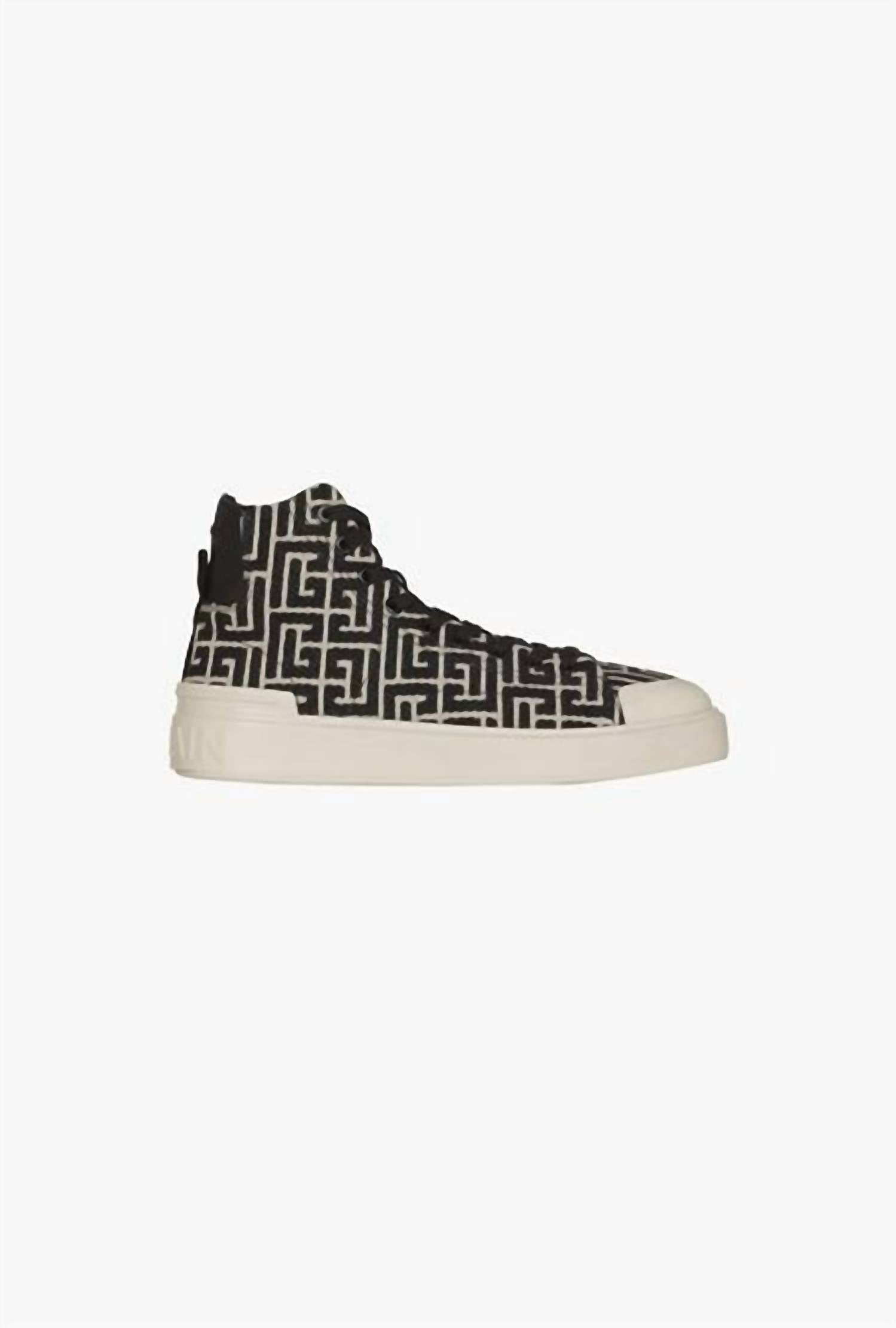 0aca69af-92ad-455c-a00d-89c2bfe309ac-upscale_15k-1500x1500-70 Balmain - Women's B-court Bicolor Monogram Jacquard High-top Sneakers - Image 1