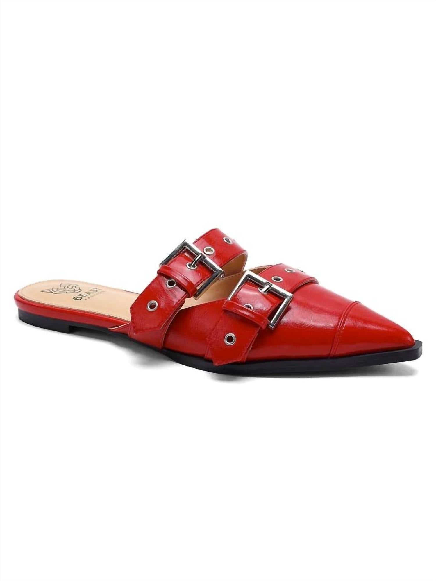 170f3c9a-c70c-43b1-9468-f87afb727cf9-upscale_15k-1500x1500-70 Let'S See Style - Women's Double Buckle Strap Pointed Toe Flat Mules - Image 1