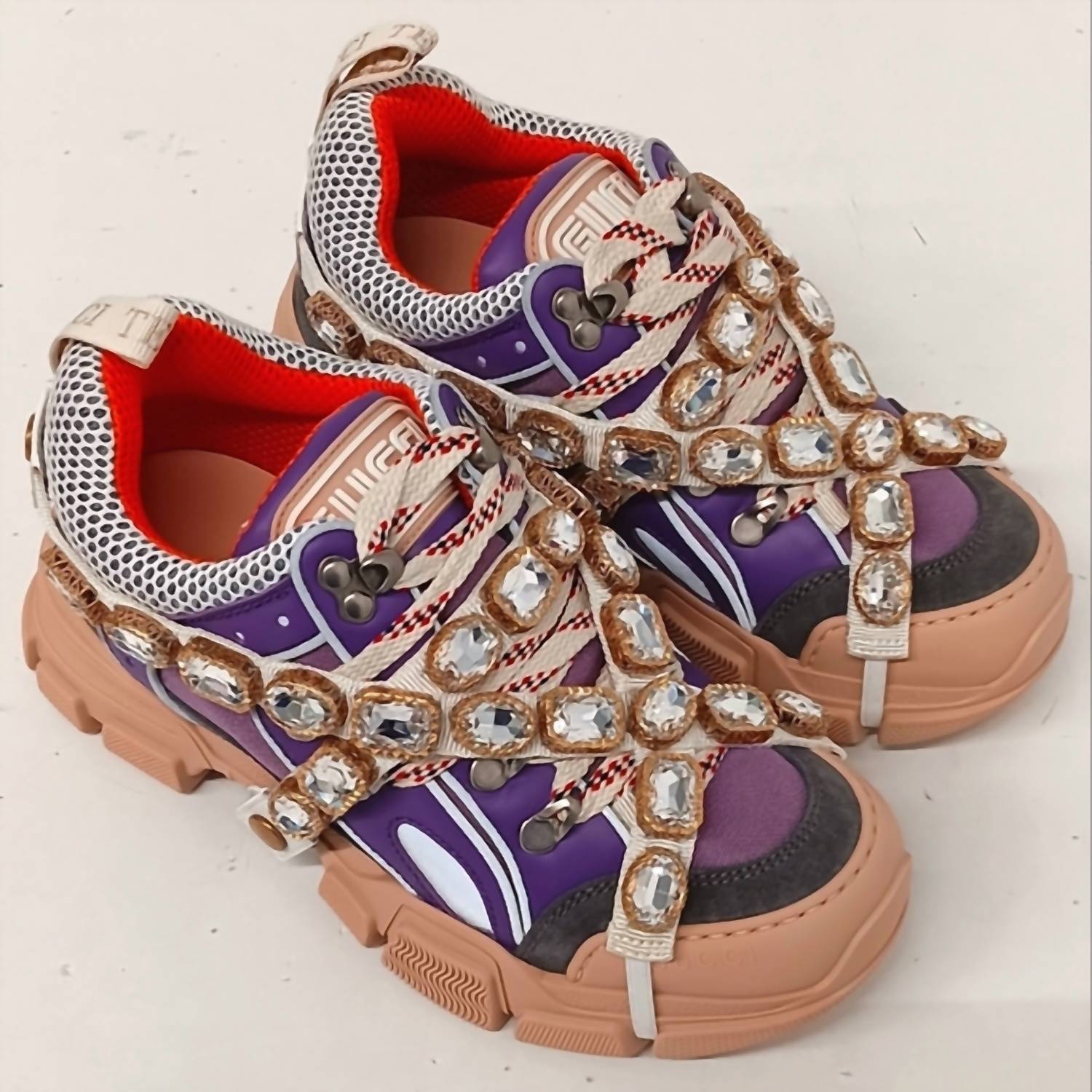 1f990ff3-e1c9-4085-a7f6-53596d368a9f-upscale_15k-1500x1500-70 Gucci - Women's Flashtrek Sneakers With Crystals - Image 1