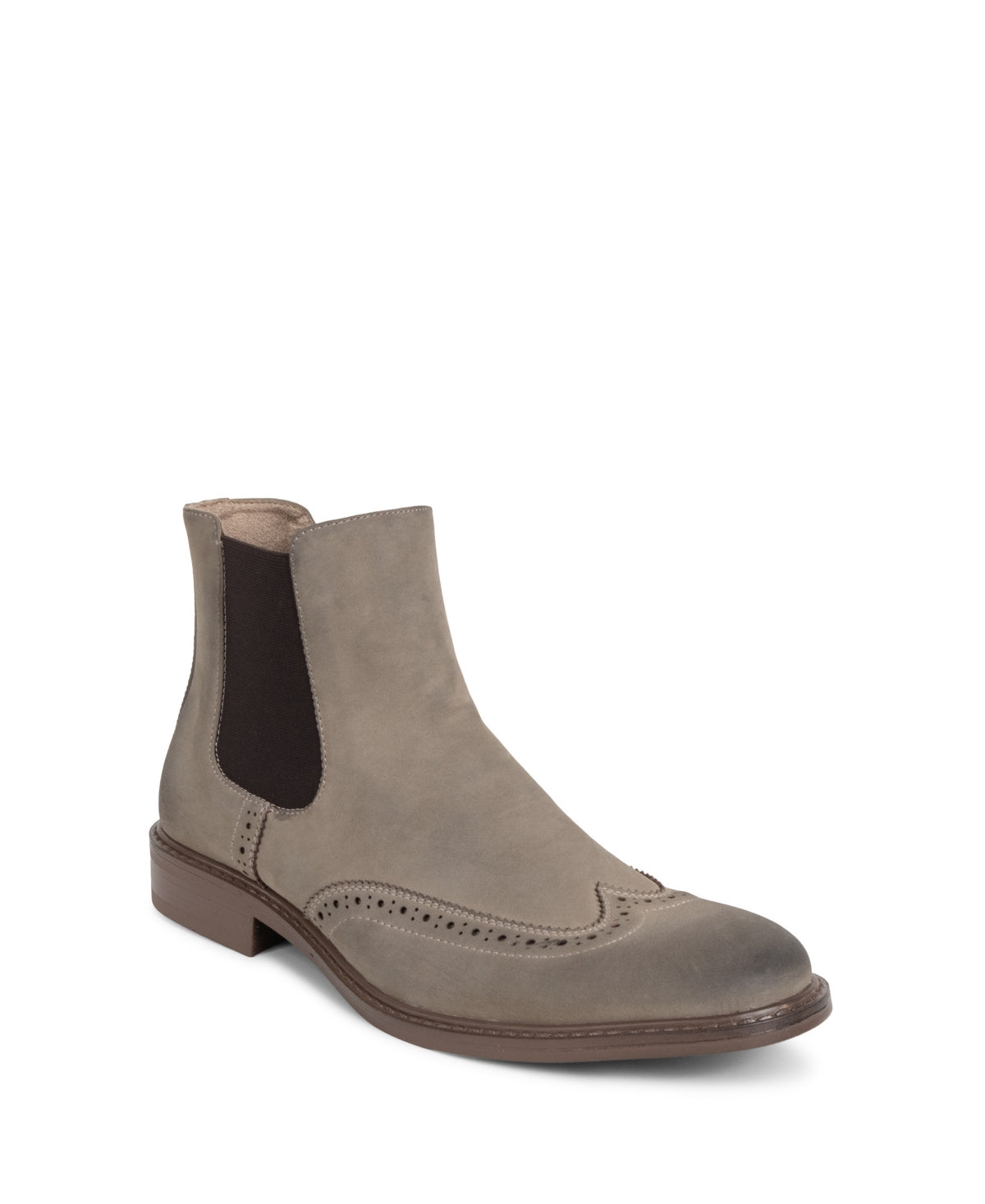 23298859_fpx Men's Beige Perforated Wingtip Chelsea Boots - Image 1