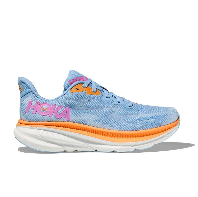 37029-AIRY_BLUEICE_WATER-l Women's HOKA Clifton 9 (Wide) - Image 1