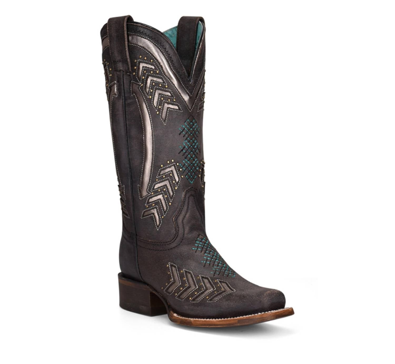 79baf0d4-8a86-44f8-86da-a13cec8659cd-upscale_15k-1500x1500-70 Corral - Women's Laser Embroidered With Studs Square Toe Boot - Image 1