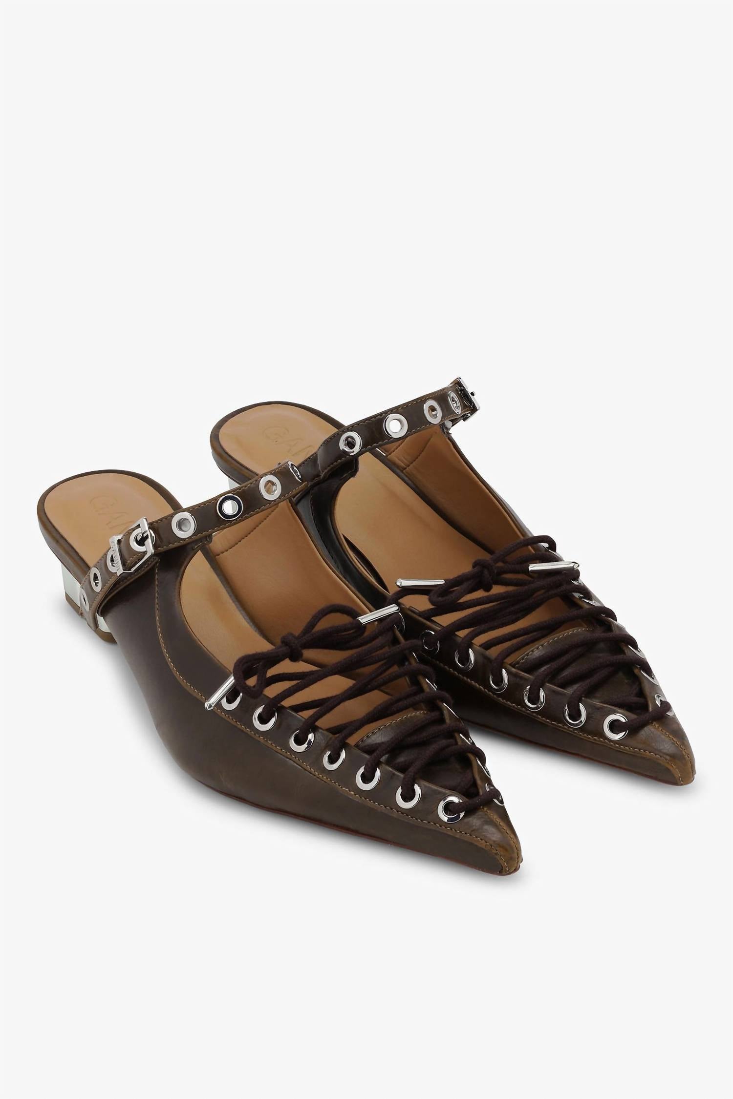 80701d0c-105d-4ca8-9196-f19ab588717f-upscale_15k-1500x1500-70 Ganni - Women's Eyelets Lace Up Mule - Image 1