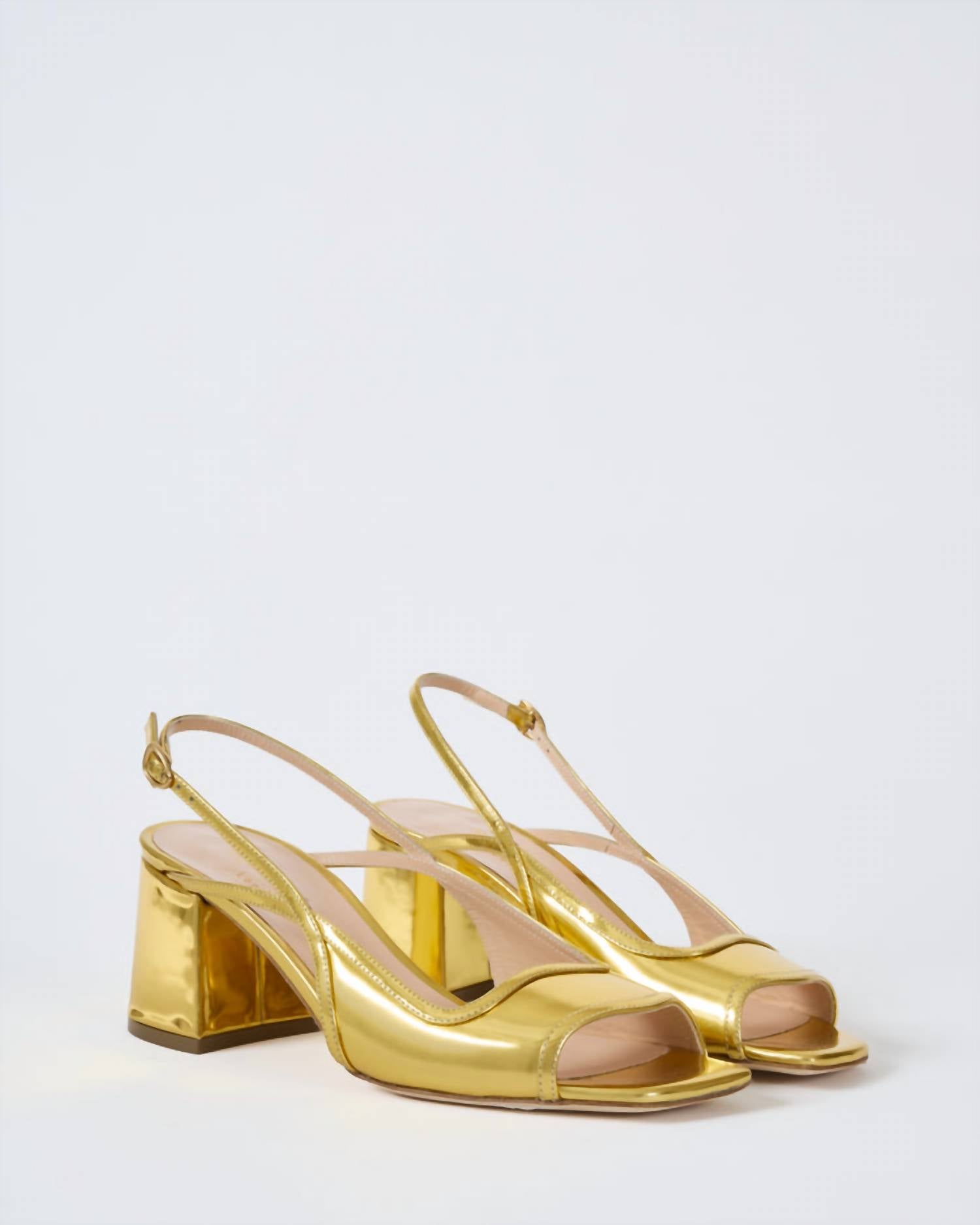 8327ec15-6e1d-44dd-a911-36e039ec19b3-upscale_15k-1500x1500-70 Rupert Sanderson - Women's Calvacade Mirror Gold 60mm Block Heel Peep Toe - Image 1