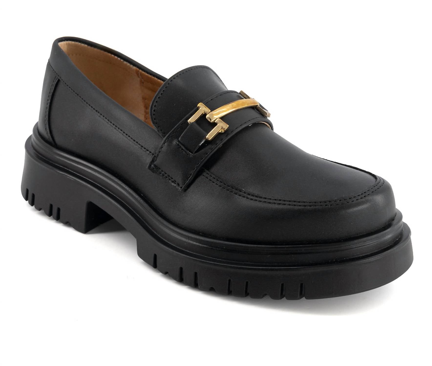 97b59d75-9f8a-420a-a2d6-0b5a0304117b-upscale_15k-1500x1500-70 Andrea - Women's Black Penny Loafers With Golden Ornament - Image 1