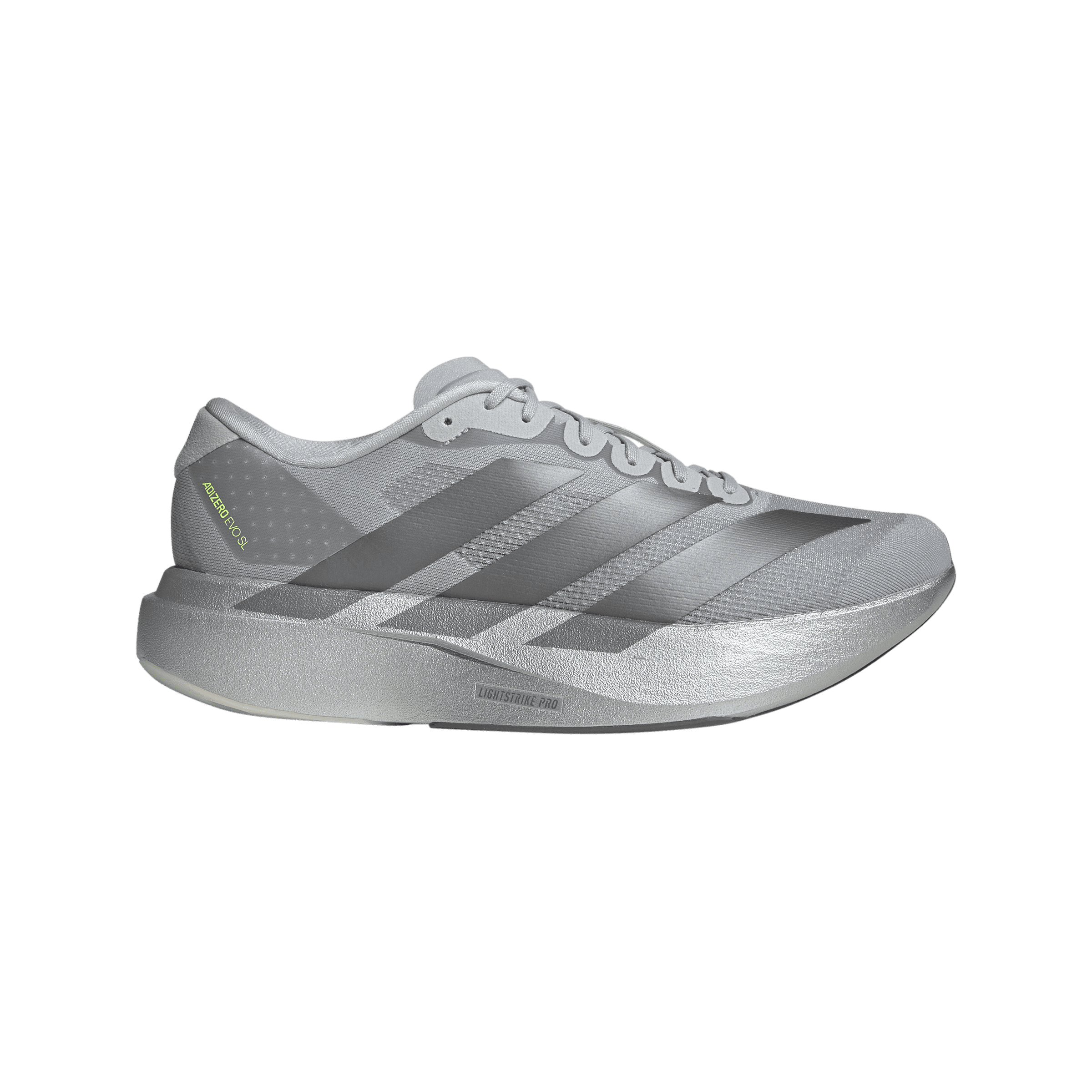JR3419_1_FOOTWEAR_Photography_SideLateralCenterView_transparent Men's Adizero Evo SL (SILVMT/IRONMT/HALSIL) - Image 1