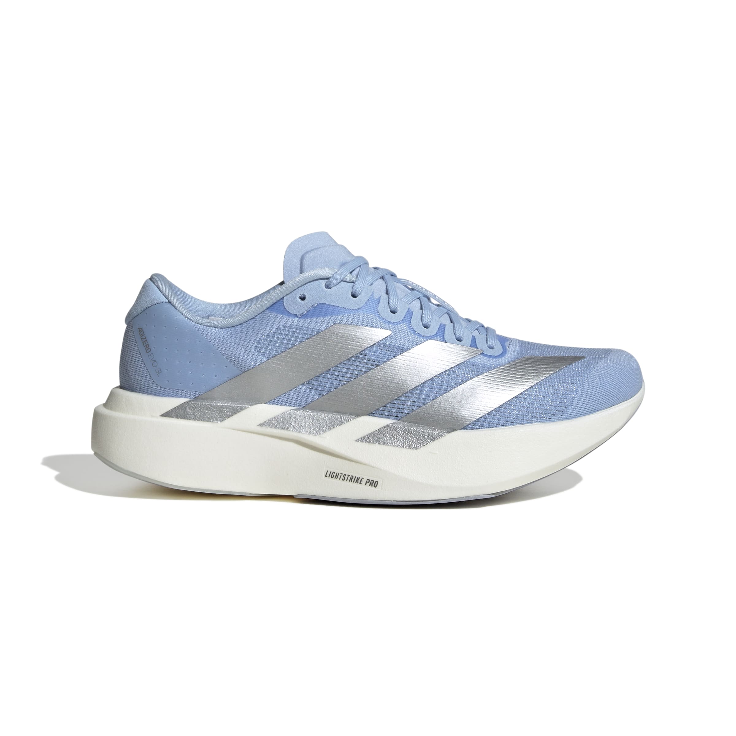 JS4453_1_FOOTWEAR_Photography_SideLateralCenterView_white Women's Adizero Evo SL (GLOBLU/SILVMT/FTWWHT) - Image 1