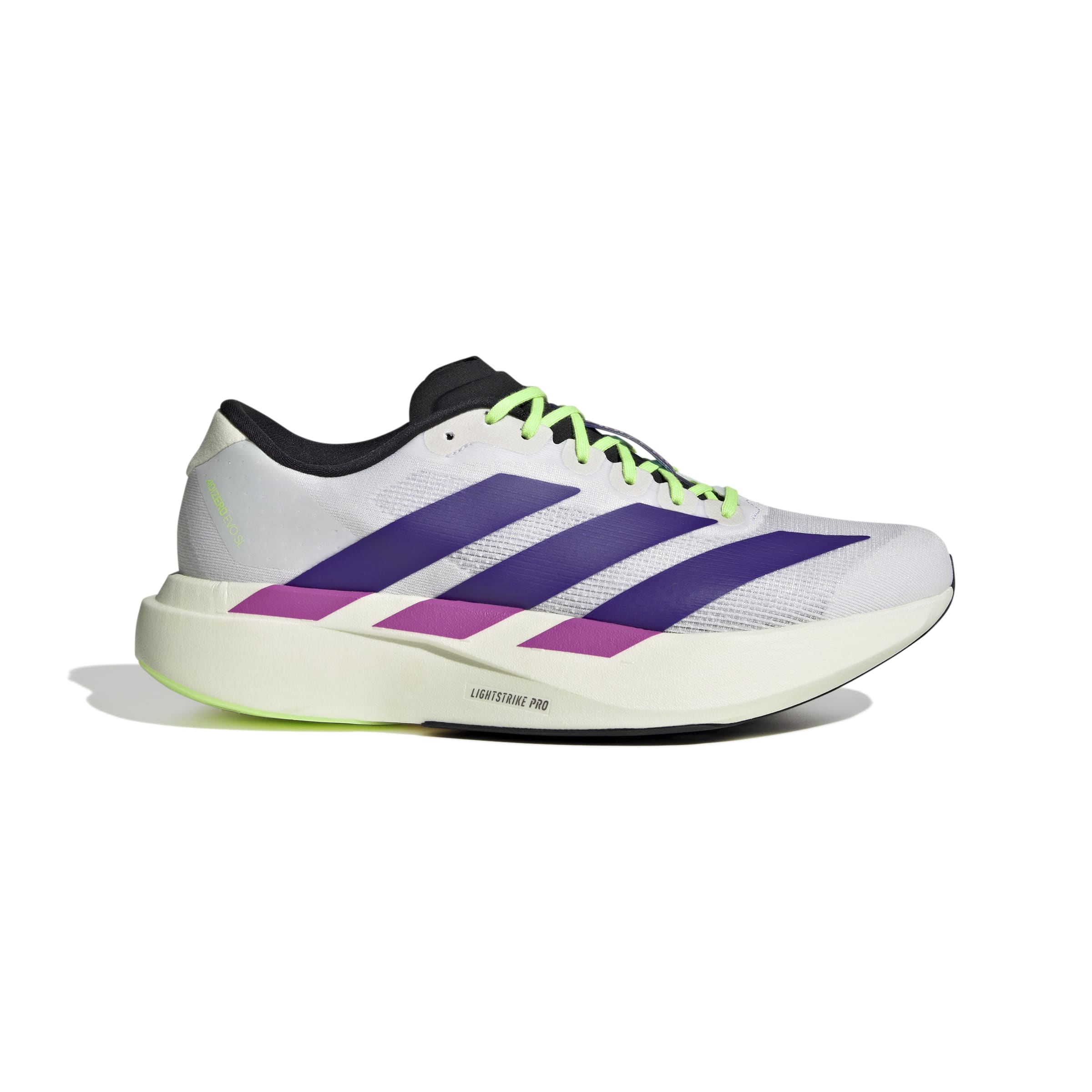 JS4495_1_FOOTWEAR_Photography_SideLateralCenterView_white Men's Adizero Evo SL (FTWWHT/CPURPL/LIMBUR) - Image 1
