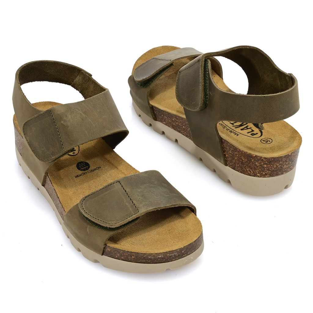 S474371-00041-13401 Plakton Compi Leather Wedge Sandals - Image 1