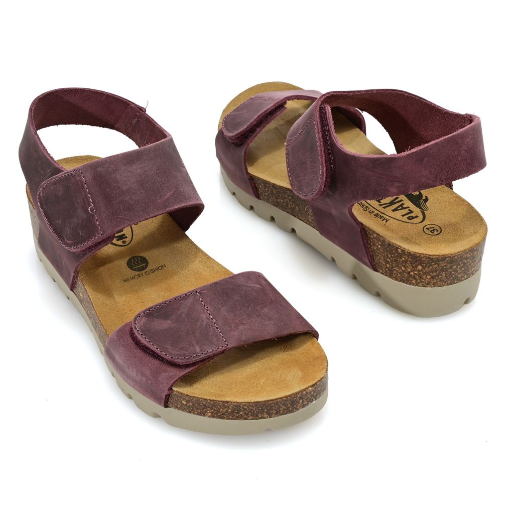 S474371-08001-13400 Plakton Compi Leather Wedge Sandals - Image 1