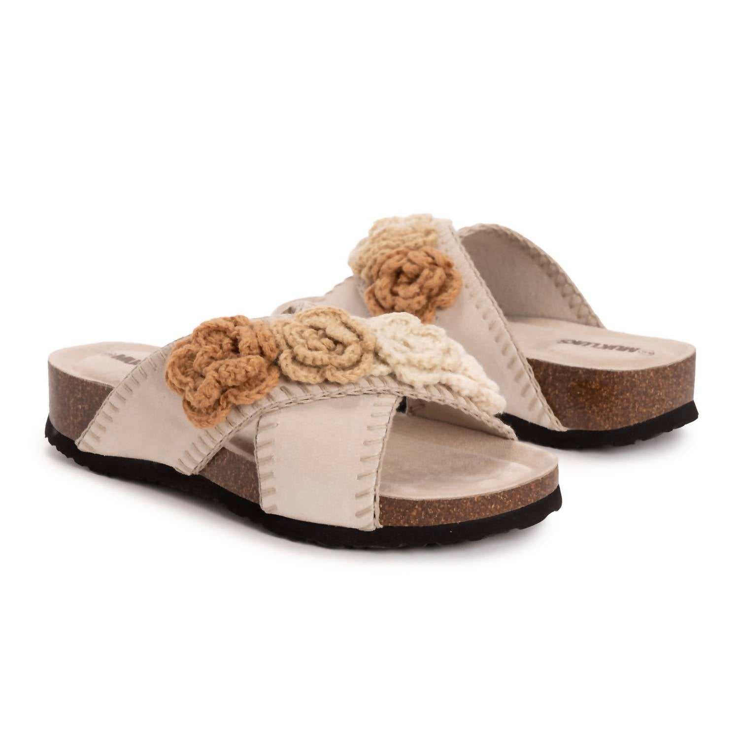 a14d2947-22f9-4573-a7c4-06cbfcfe6bf0-upscale_15k-1500x1500-70 Muk Luks - Women's Penelope Crochet Floral Cross Strap Sandal Slide - Image 1