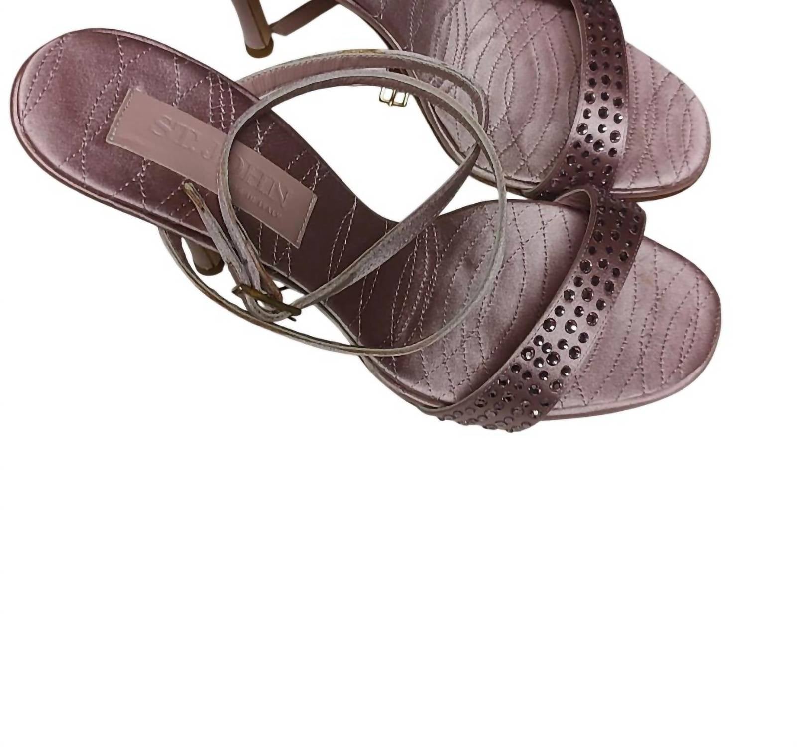 d2f86fb9-d367-4dd2-bc47-8a572b7c9e21-upscale_15k-1500x1500-70 St. John - Satin Ankle Strap Embellished Beaded Heels - Image 1