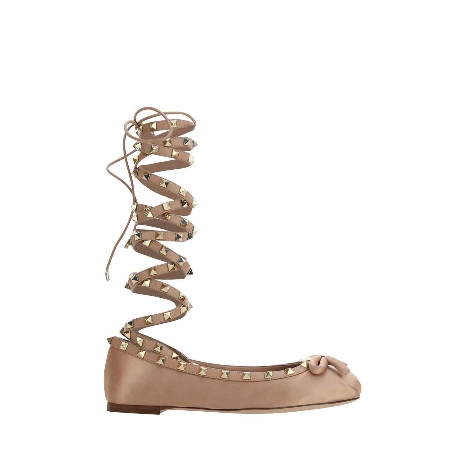 f99d188e-df6b-4ab1-ba16-a5852d7ff303-upscale_15k-1500x1500-70 Valentino Garavani - Women's Rockstud Satin Ballerina Flats - Image 1