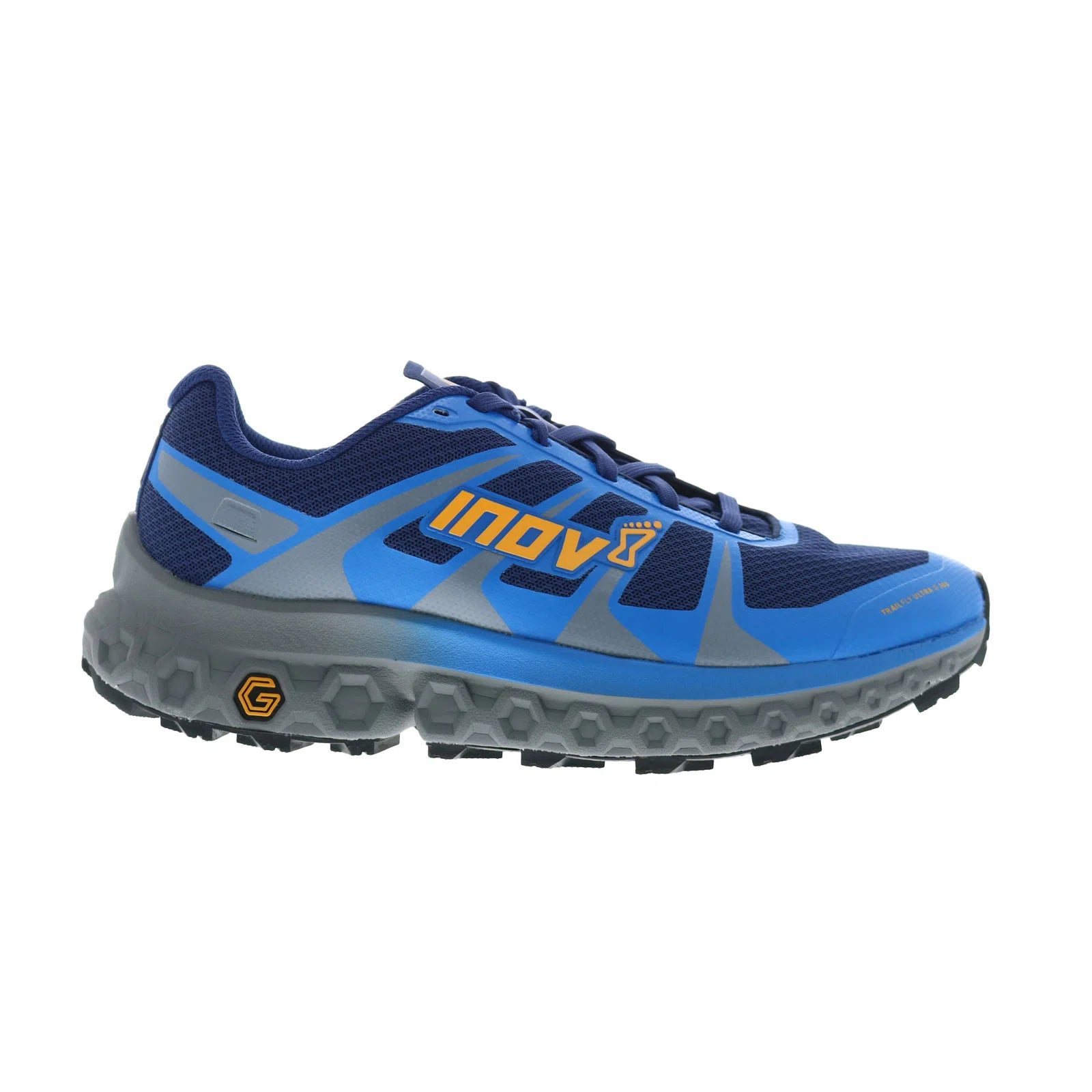 000977-blgyne_blue_grey_nectar_reshoot_01 Inov-8 TrailFly Ultra G 300 Max Mens Blue Mesh Athletic Hiking Shoes - Image 1
