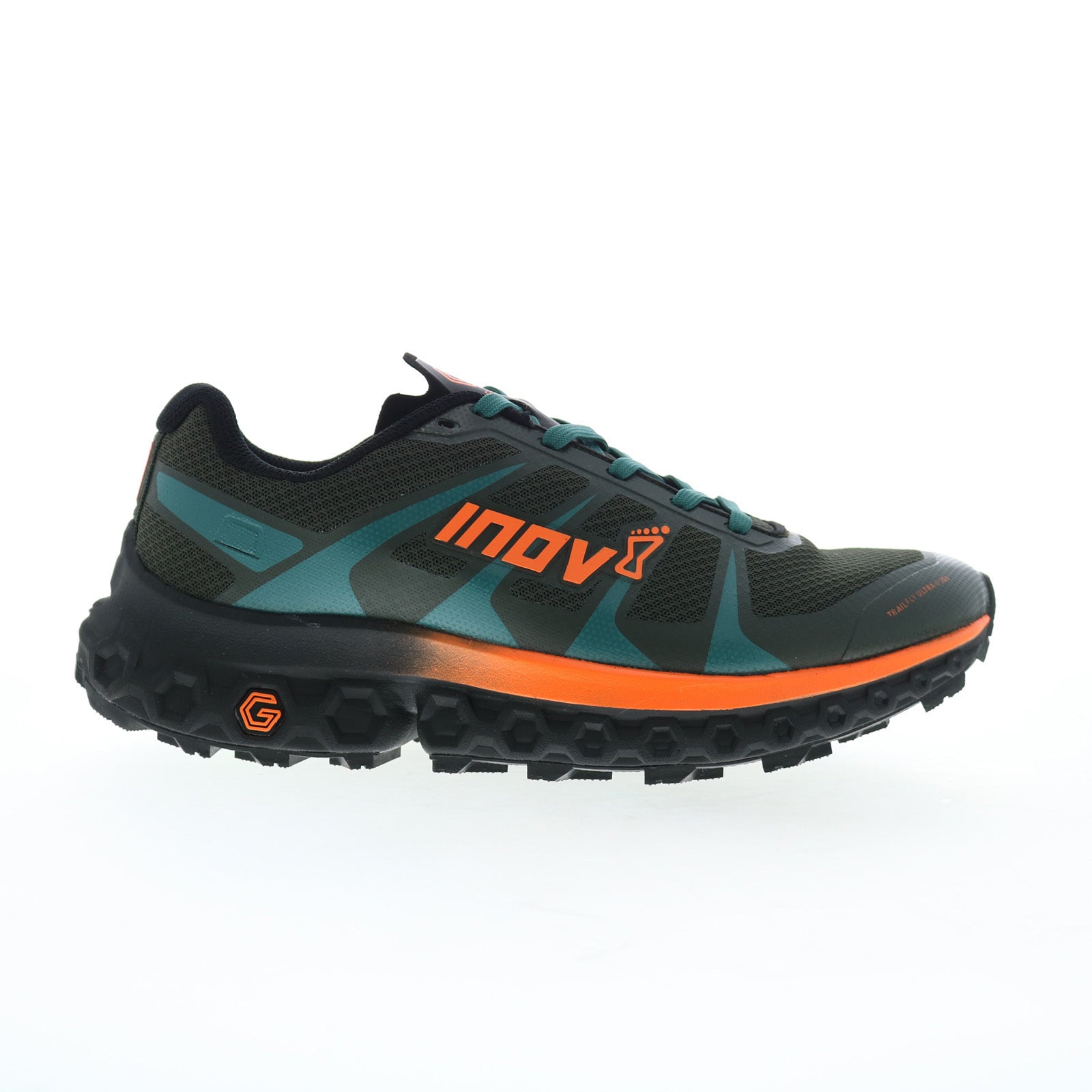 000977-olor_olive_orange_01_936a62d5-e8a7-4589-97ef-355898034b49 Inov-8 TrailFly Ultra G 300 Max Mens Black Mesh Athletic Hiking Shoes - Image 1