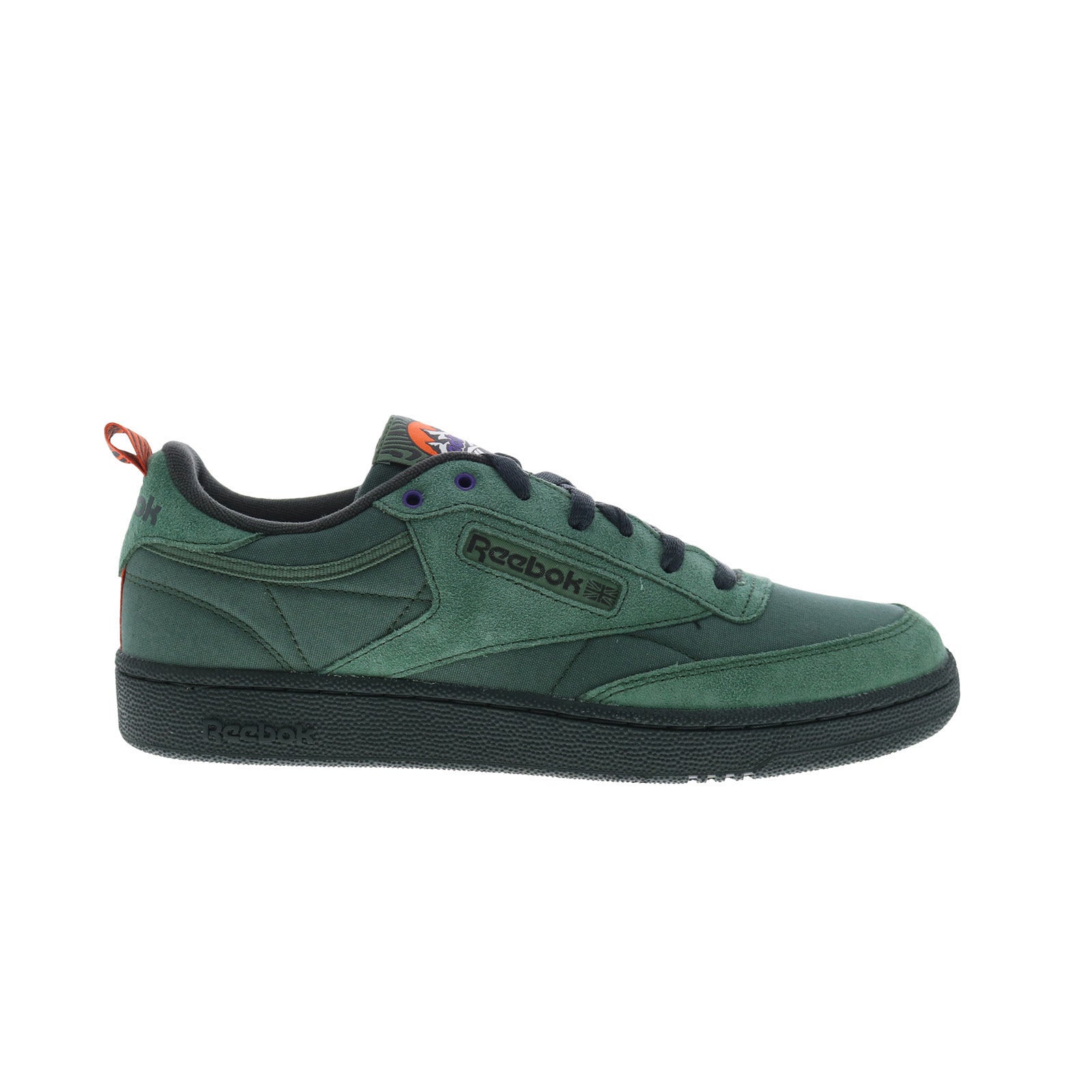 100201189_green_grey6_orange_reshoot_01 Reebok Club C 85 Mens Green Suede Lace Up Lifestyle Sneakers Shoes - Image 1