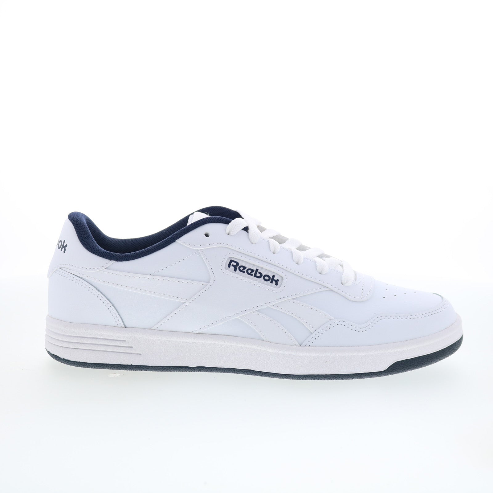 100201922_reebok_court_advance_ftwwht_vecnav_ftww_01_f03c4d9f-6a35-4779-82c1-b364bf3c67fc Reebok Court Advance Mens White Leather Lace Up Lifestyle Sneakers Shoes - Image 1