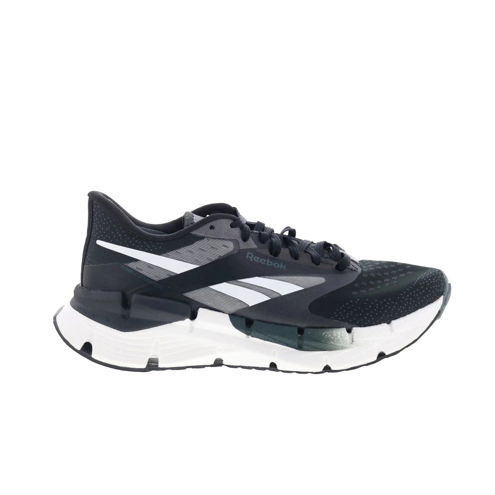 100206635_floatzig_symmetros_black_purgry_drksi_reshoot_01 Reebok Floatzig Symmetros Mens Black Canvas Lace Up Athletic Running Shoes - Image 1