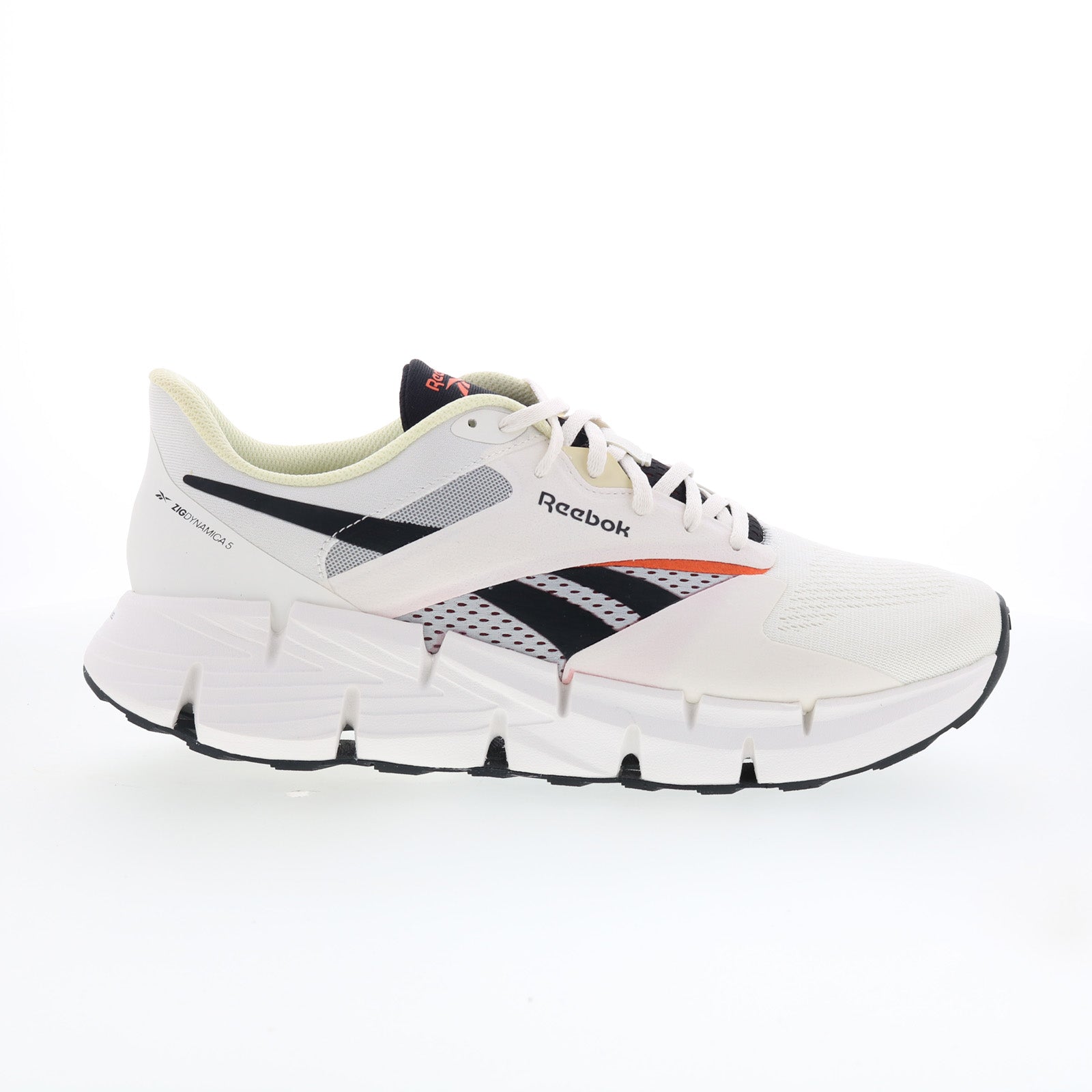 100208768_zig_dynamica_5_chalk_grey_black_01_e9c85ce4-0a0a-458a-a070-14ca7673a1b6 Reebok Zig Dynamica 5 Mens White Canvas Lace Up Athletic Running Shoes - Image 1