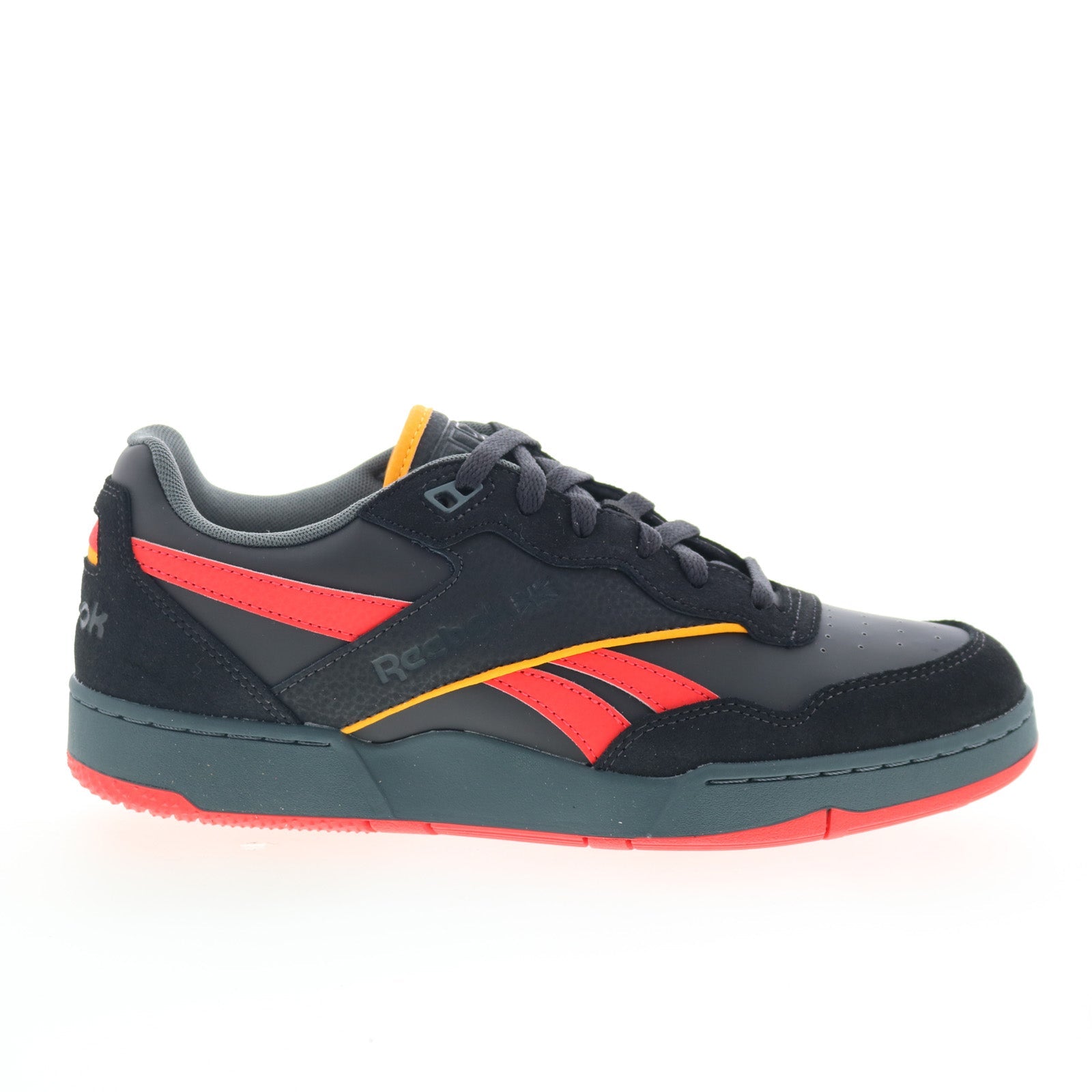 100228777_bb_4000_ii_black_red_amber_01_28fd4adf-aa1c-468f-9494-d2011f8f3e96 Reebok Bb 4000 II Mens Black Leather Lace Up Lifestyle Sneakers Shoes - Image 1
