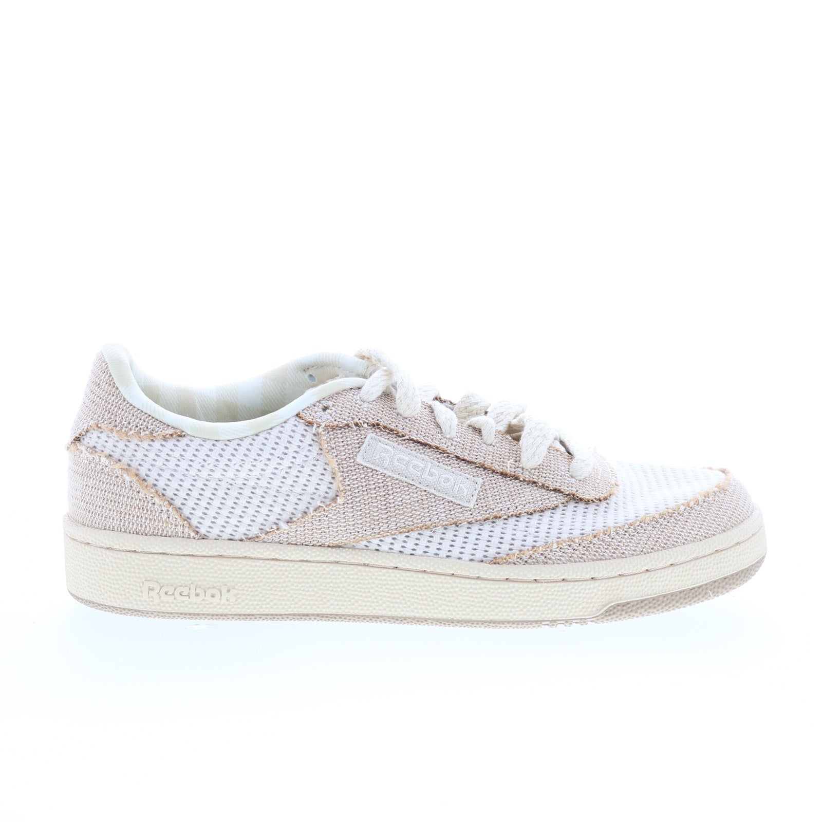 100231668_club_c_85_cream_beige_brown_01_665de0d3-1018-446d-8c9f-985ad37748ae Reebok Club C 85 Mens Beige Mesh Lace Up Lifestyle Sneakers Shoes - Image 1