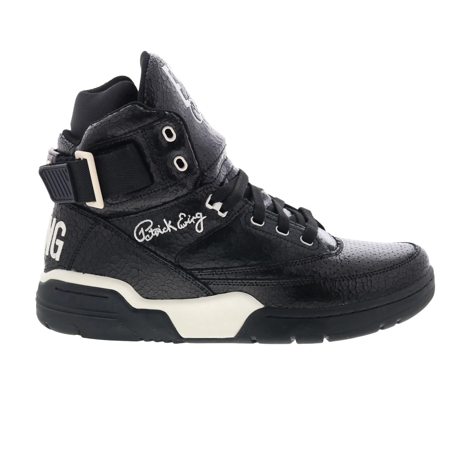 1bm02599-021_ewing_33_hi_vintage_black_gardenia_reshoot_01_079443b1-588a-4b13-a111-24f17a9e712b Ewing Athletics 33 HI Vintage Mens Black Leather Lifestyle Sneakers Shoes - Image 1