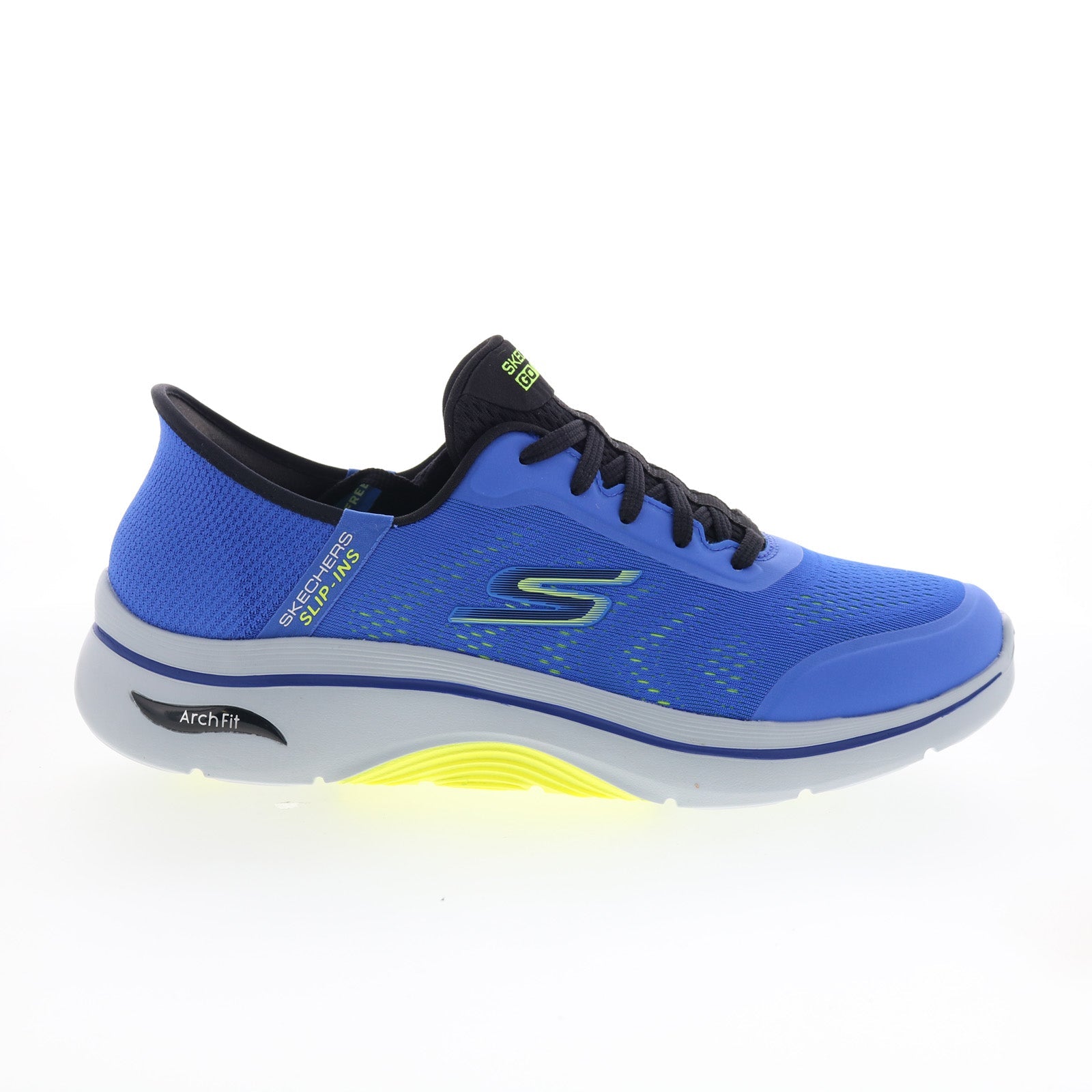 216604ww-blyl_go_walk_arch_fit_2.0_simplicity_2.5_blue_yellow_01_dac79835-1674-4f2e-b951-be8740ab3168 Skechers Go Walk Arch Fit 2.0 Simplicity Mens Blue Extra Wide Sneakers Shoes - Image 1