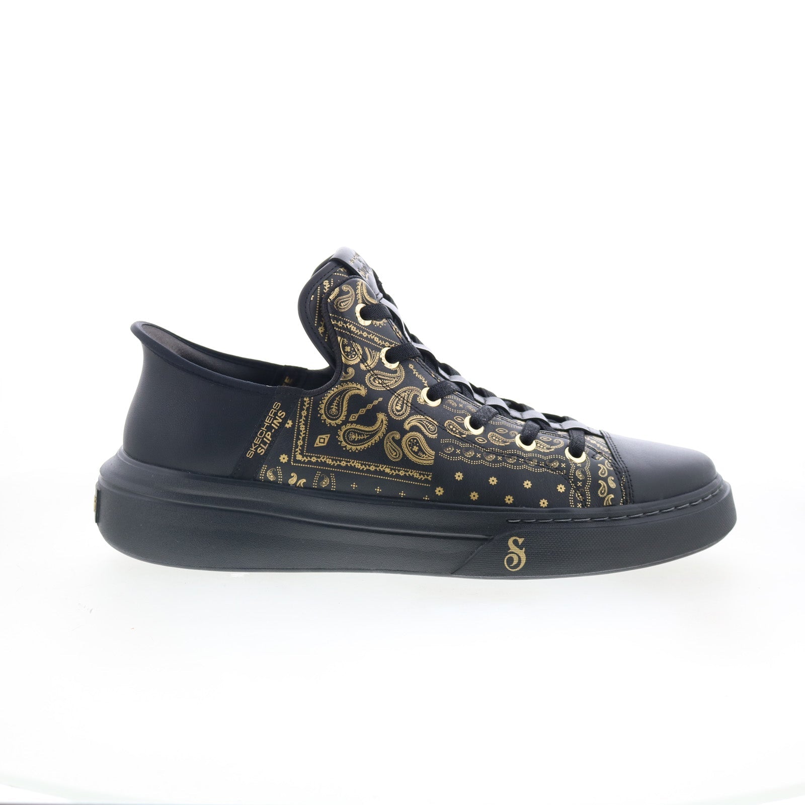 251017-bkgd_snoop_one-double_g_black_gold_01_cd7979b5-1d47-4351-8cd5-609cc588279f Skechers Premium Slip-ins Snoop Dogg One Double G Mens Black Sneakers Shoes - Image 1