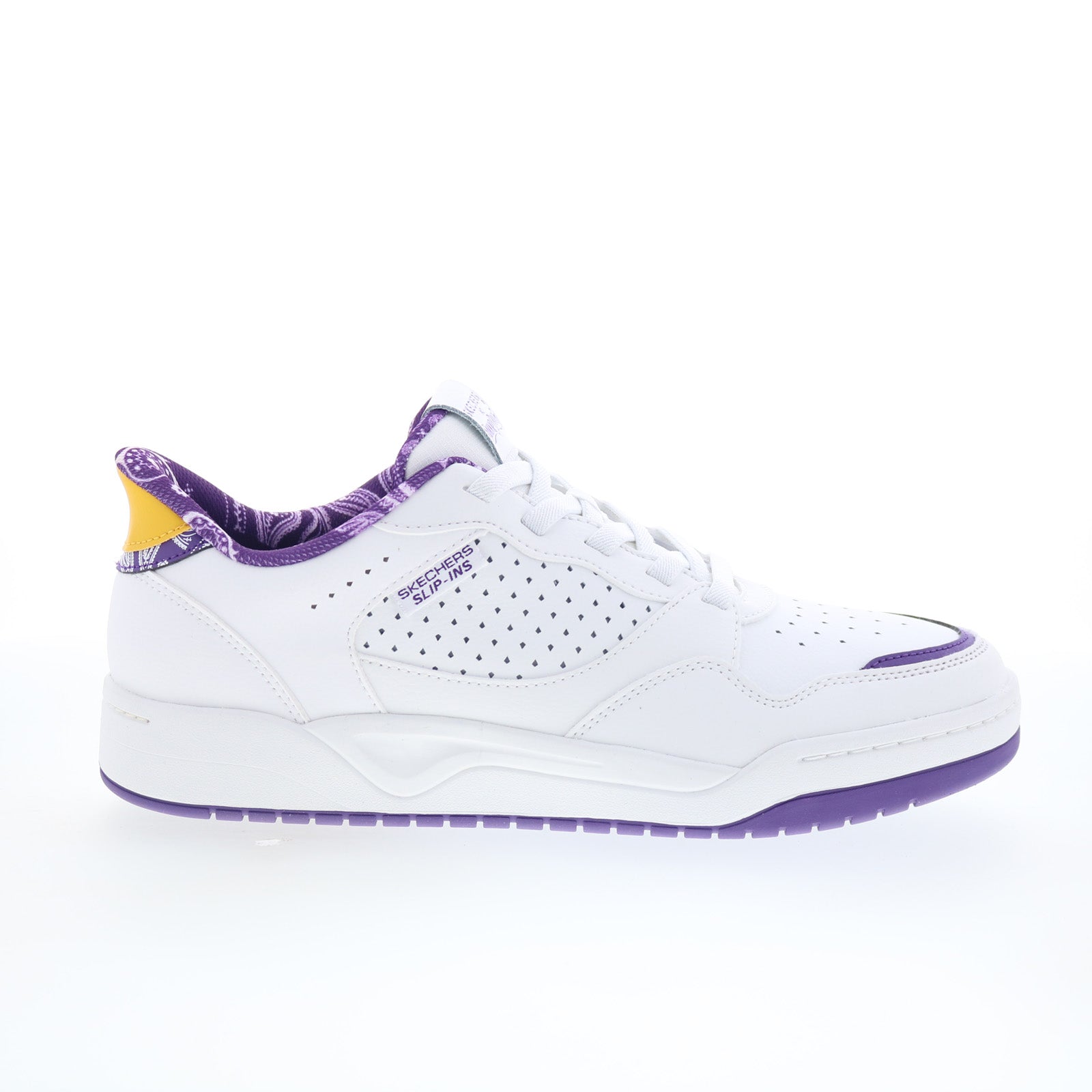 251066-wpr_koopa-tennis_paisley_wht_purpl_01_f003290f-518d-41cf-8a11-7d11911548fe Skechers Snoop Dogg Koopa - Tennis Paisley Mens White Sneakers Shoes - Image 1