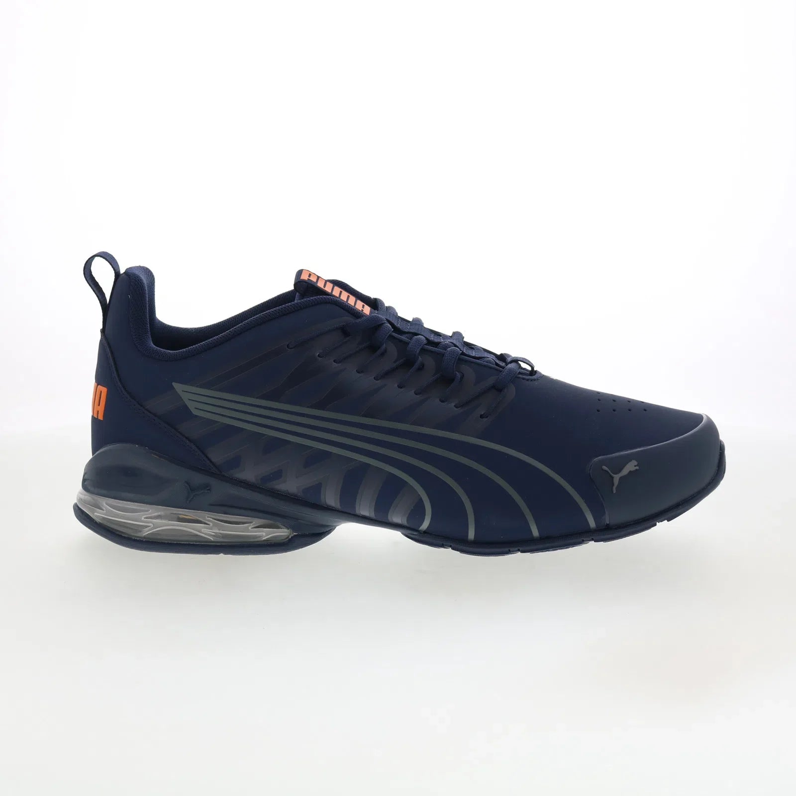 31171603_voltaic_evo_nubuck_puma_navy_grey_orange_01_f3d64f9b-e822-455c-8a01-5e5f52ff4ce4 Puma Voltaic Evo Nubuck 31171603 Mens Blue Leather Athletic Running Shoes - Image 1