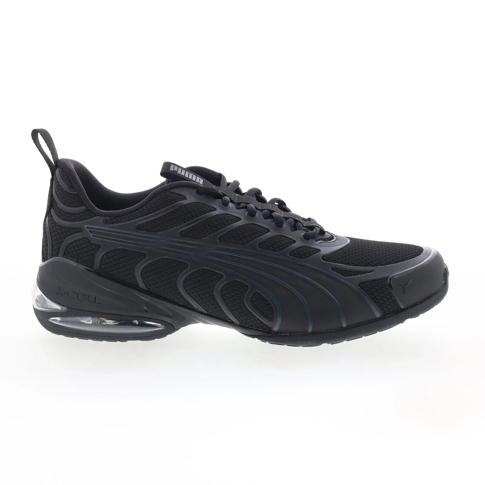 31258901_voltra_puma_black_flat_dark_grey_01_1df3f5ee-b5f0-4b98-b224-62a0a81b1275 Puma Voltra 31258901 Mens Black Leather Lace Up Lifestyle Sneakers Shoes - Image 1