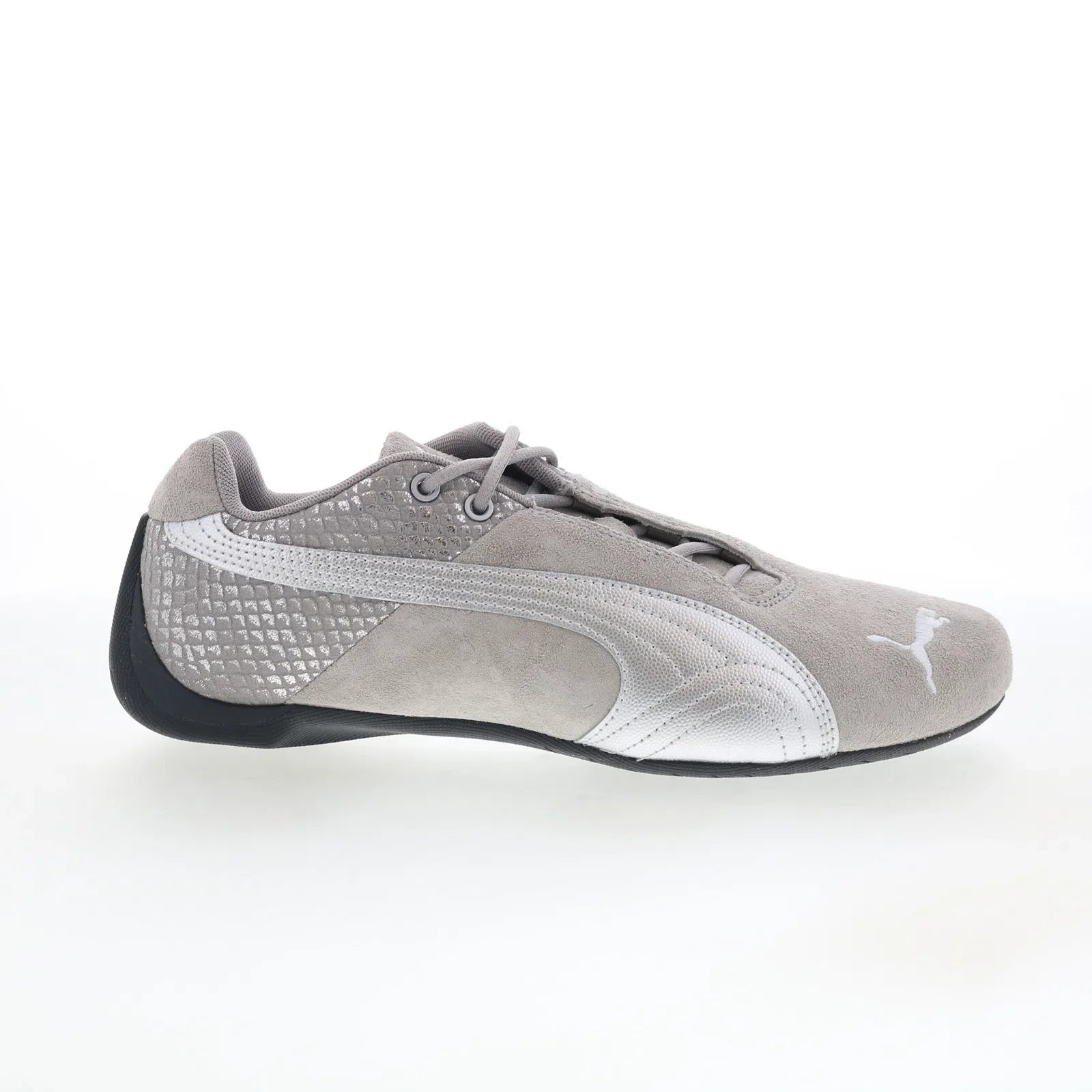 40528302_future_cat_emboss_concrete_grey_puma_silver_01_a637108d-fea3-4d67-8460-5c197f87ac09 Puma Future Cat Emboss 40528302 Mens Gray Suede Lifestyle Sneakers Shoes - Image 1
