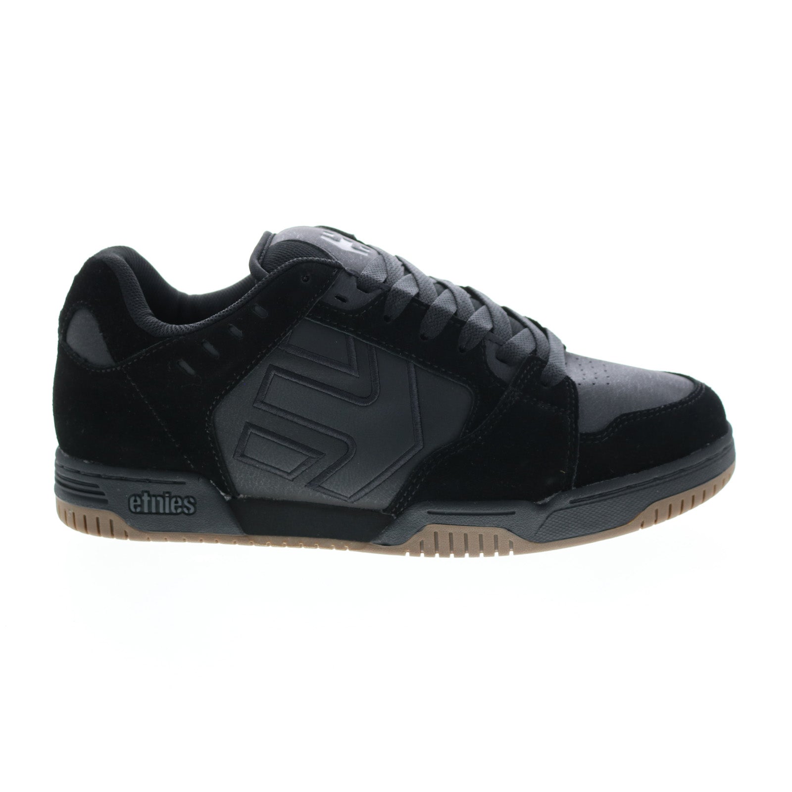4101000537544_faze_black_black_gum_01 Etnies Faze 4101000537544 Mens Black Suede Skate Inspired Sneakers Shoes - Image 1