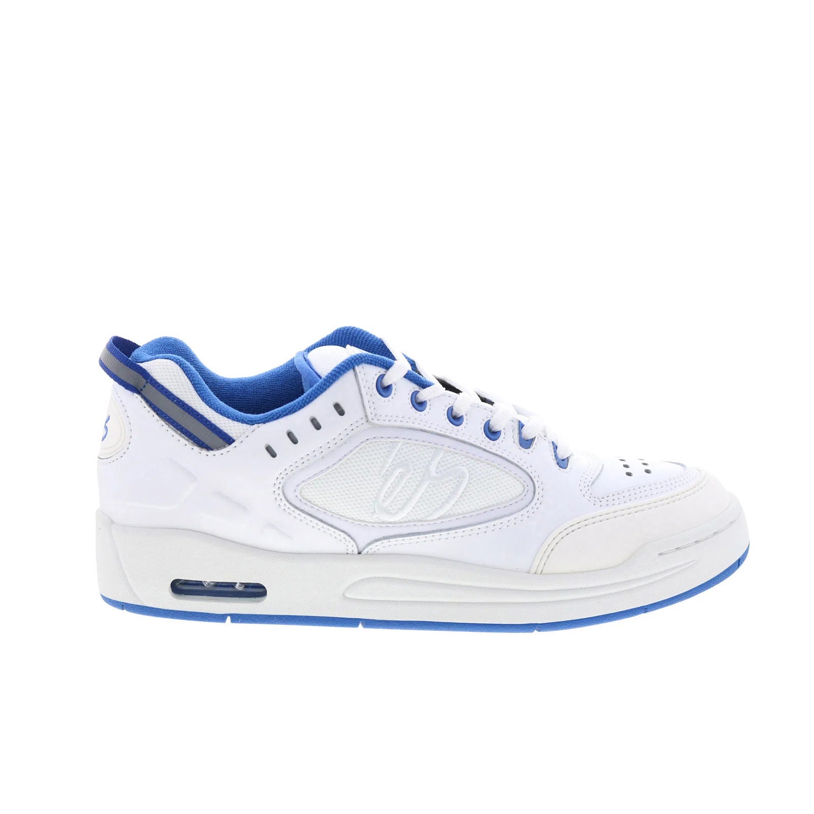 5102000062155_creager_white_blue_reshoot_01 ES Creager 5102000062155 Mens White Leather Skate Inspired Sneakers Shoes - Image 1