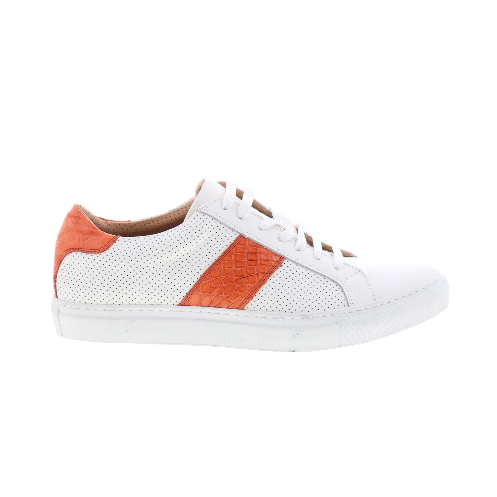 61-101-org_olympias_italian_calskin_orange_reshoot_01 Zelli Italia Olympias Suede Calfskin Crocodile Mens White Sneakers Shoes - Image 1