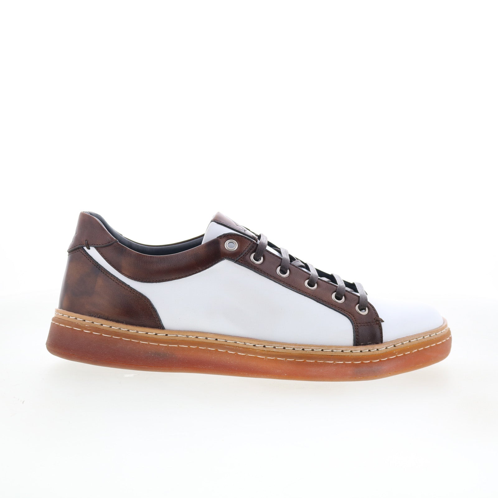Binetto_White_01_841684ff-9509-47b9-8d66-2434d90c14d9 Di Bianco Binetto Mens White Leather Lace Up Lifestyle Sneakers Shoes - Image 1