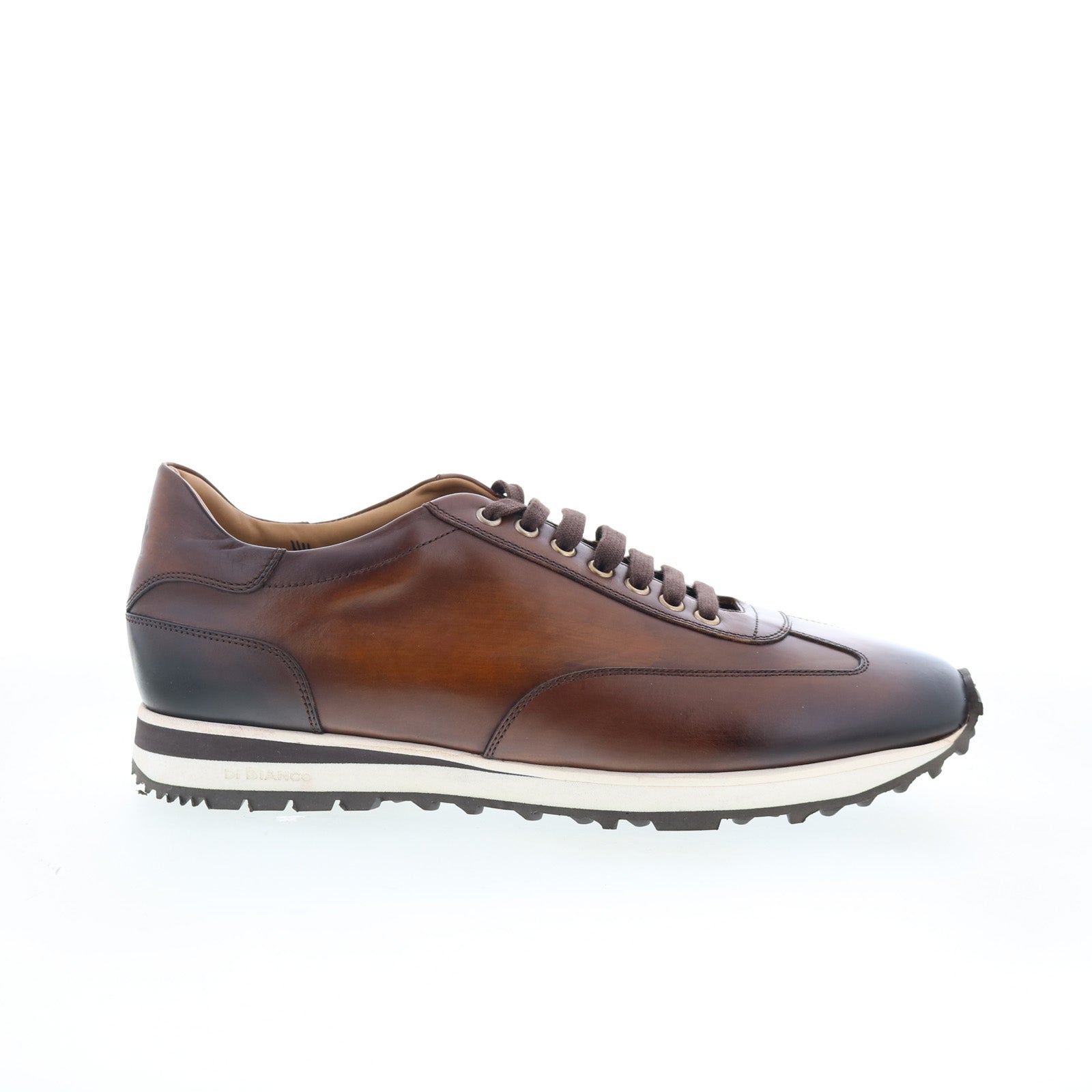 SB307_Reverse_Sombrero_01 Di Bianco SB307 Mens Brown Leather Lace Up Lifestyle Sneakers Shoes - Image 1