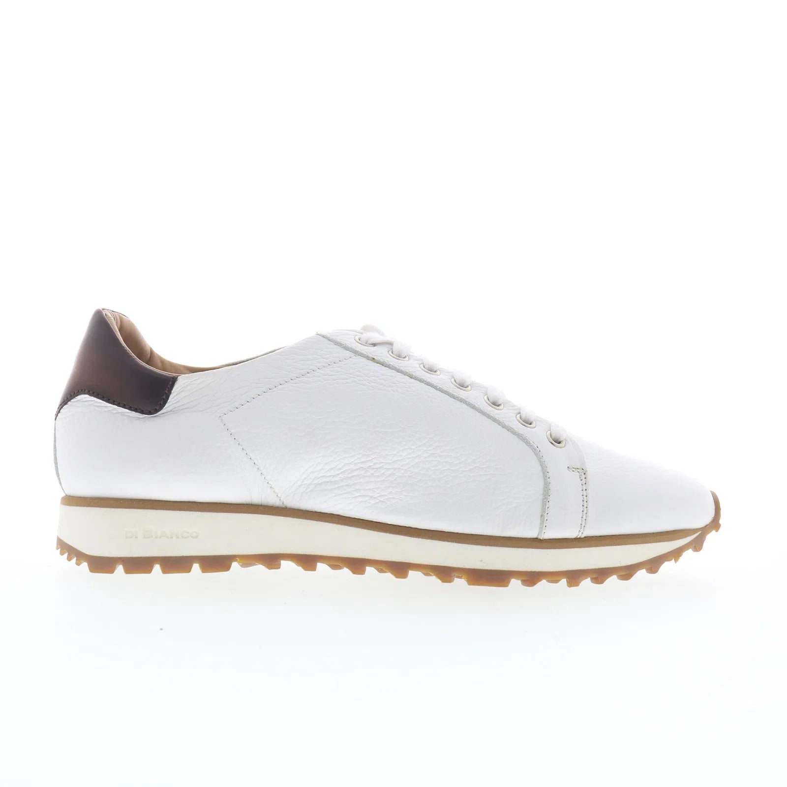 SB307_White_01_c3c8ae58-6d24-4498-9ea2-0a4c5975947a Di Bianco SB307 Mens White Leather Lace Up Lifestyle Sneakers Shoes - Image 1