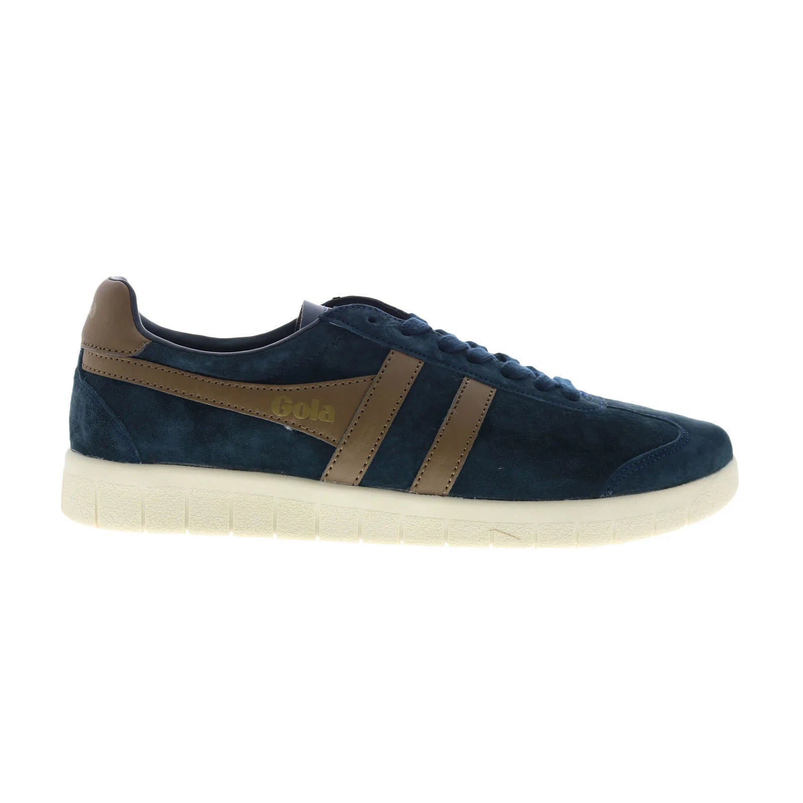 cmb046_navy_tobacco_off_white-img4_reshoot_01 Gola Hurricane Suede CMB046 Mens Blue Suede Lifestyle Sneakers Shoes - Image 1