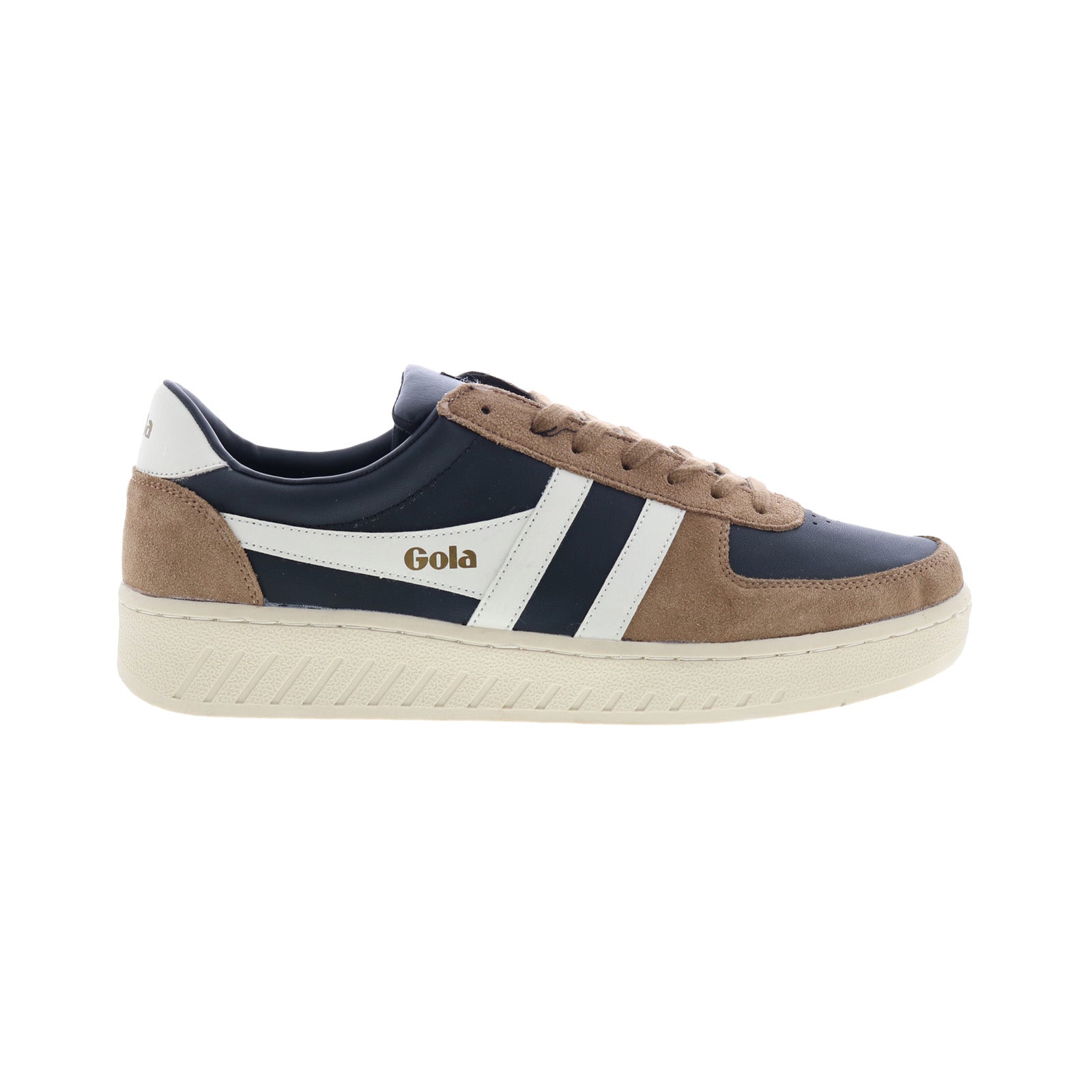 cmb207_black_tabacco_off_wht-img4_reshoot_01 Gola Grandslam Quadrant CMB207 Mens Brown Suede Lifestyle Sneakers Shoes - Image 1