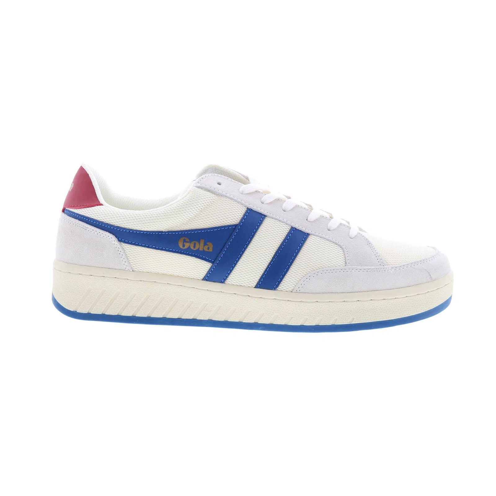 cmb356_o.wht_marine_blue_d.red-img4_reshoot_01 Gola Superslam Mesh CMB356 Mens Beige Suede Lace Up Lifestyle Sneakers Shoes - Image 1
