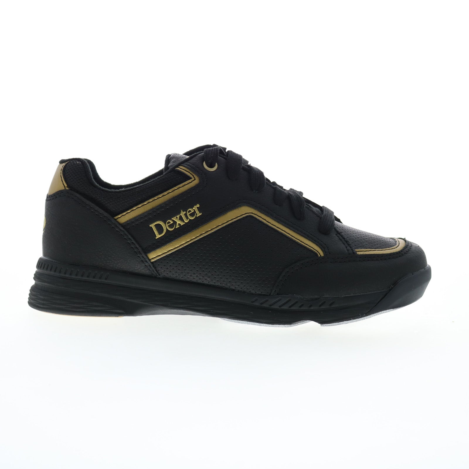dm0001291_black_gold_01_367db3c2-43d9-44b3-9a01-fa3be272b5e6 Dexter Bud DM0001291 Mens Black Synthetic Lace Up Athletic Bowling Shoes - Image 1