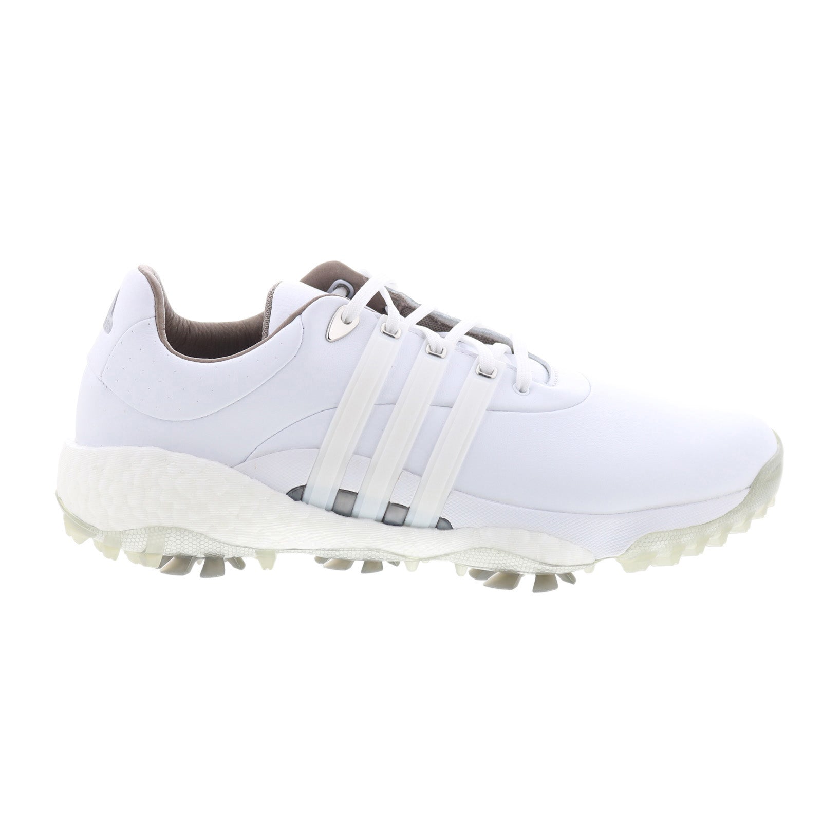 gv7245_tour360_22_ftwwht_ftwwht_silvmt_reshoot_01 Adidas Tour360 22 GV7245 Mens White Leather Lace Up Athletic Golf Shoes - Image 1