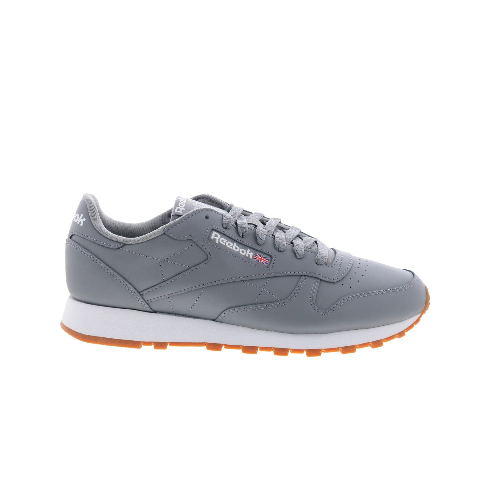 gy3599_classic_leather_pure_grey_footware_white_reshoot_01 Reebok Classic Leather Mens Gray Leather Lace Up Lifestyle Sneakers Shoes - Image 1