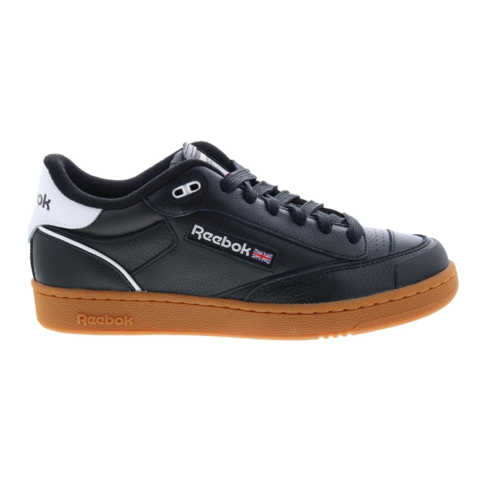 Reebok Club C Bulc Mens Black Leather Lace Up Lifestyle Sneakers Shoes - Image 1