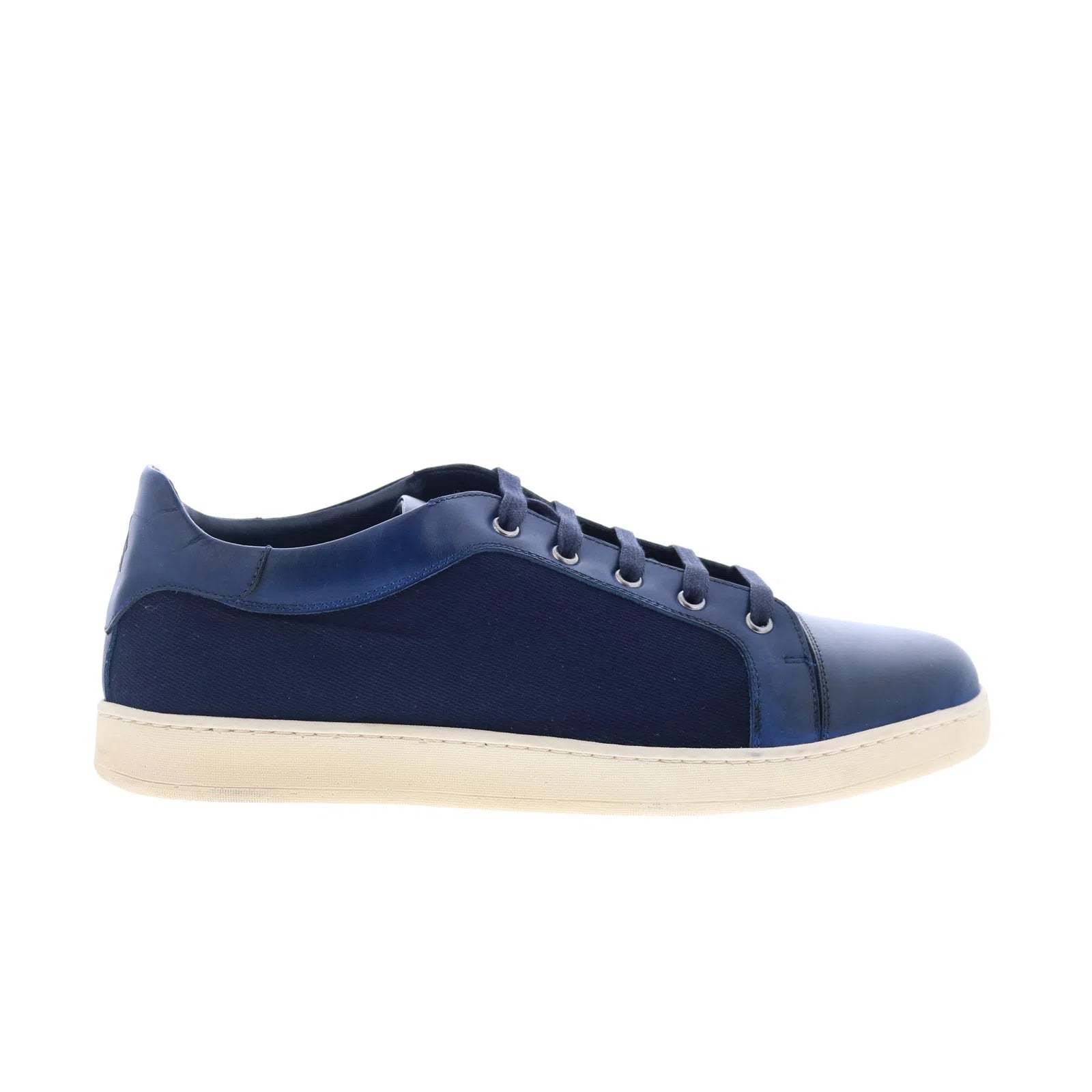 petrosino_navy_reshoot_01_51b3dd23-b0d8-417e-91a1-0e8c14813323 Di Bianco Petrosino Mens Blue Leather Lace Up Lifestyle Sneakers Shoes - Image 1