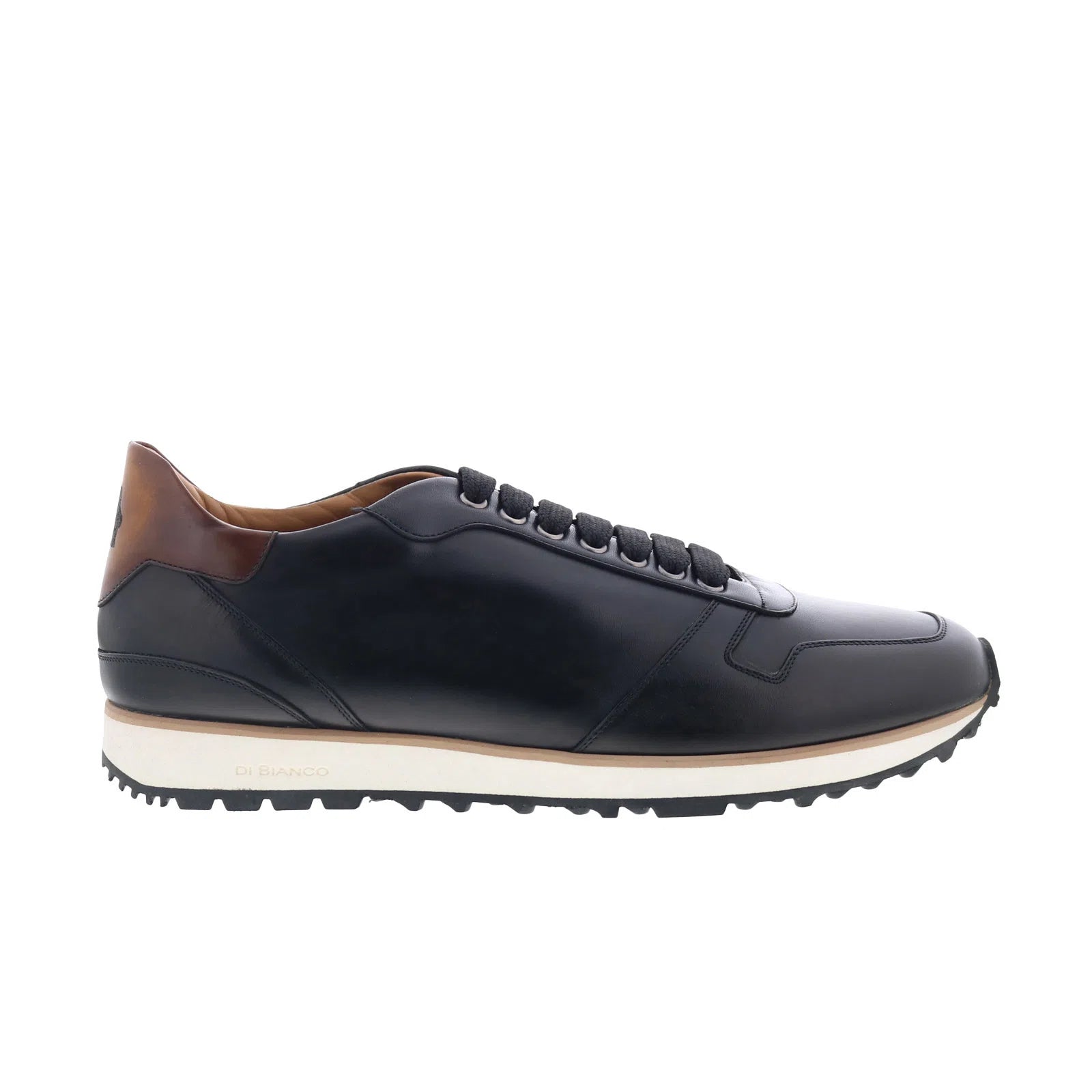 sb308_nero_reshoot_01_5573e758-b775-4eac-80d3-68af52dd69d5 Di Bianco SB308 Mens Black Leather Lace Up Lifestyle Sneakers Shoes - Image 1