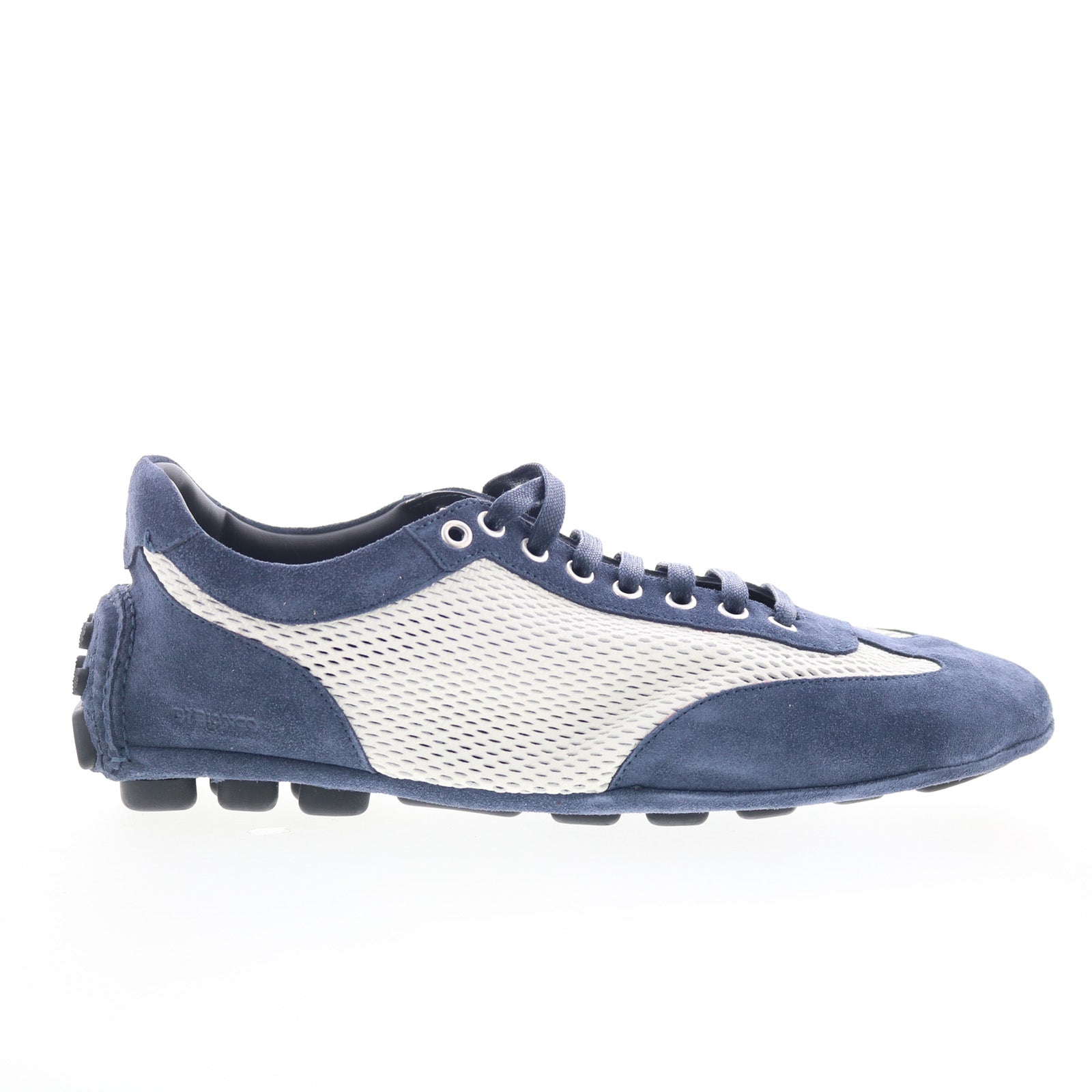 silverstone_white_blue_01_2d4fc274-da30-4d2d-9183-c679d9de98dc Di Bianco Silverstone Coco Mens White Suede Lifestyle Sneakers Shoes - Image 1